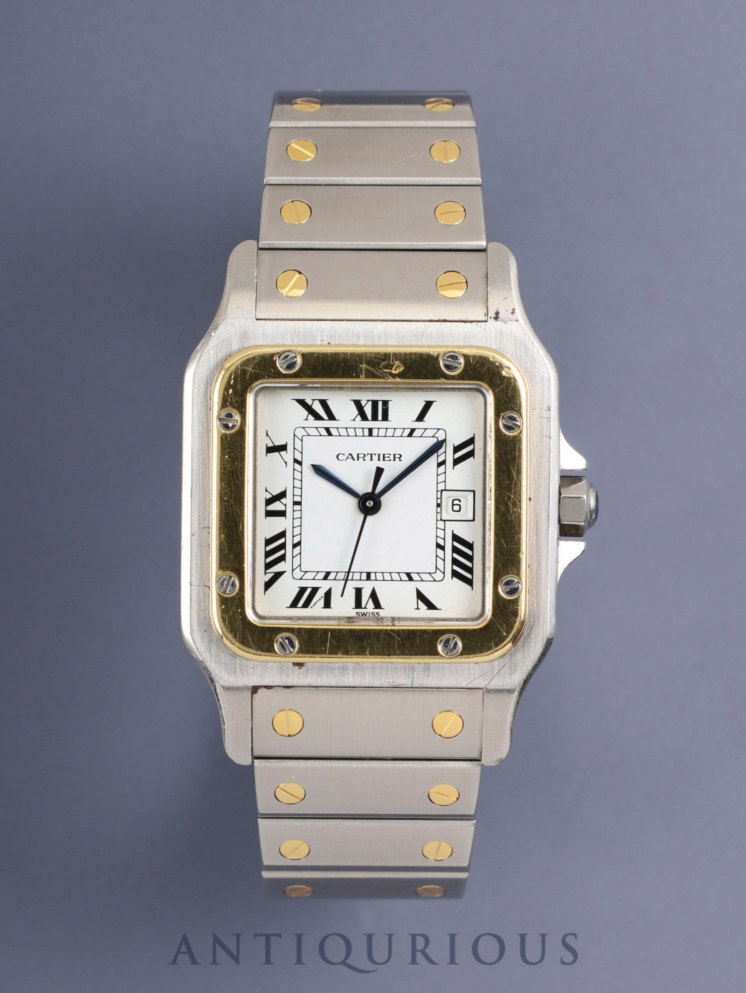 Cartier Santos Carrée LM 2961 Automatic Cal.ETA2671 SS/YG SS/YG White Roman Dial (SWISS marking) Box, Booklets, International Lifetime Guarantee (1981 / with name), Cartier Repair Invoice (2000) Overhauled