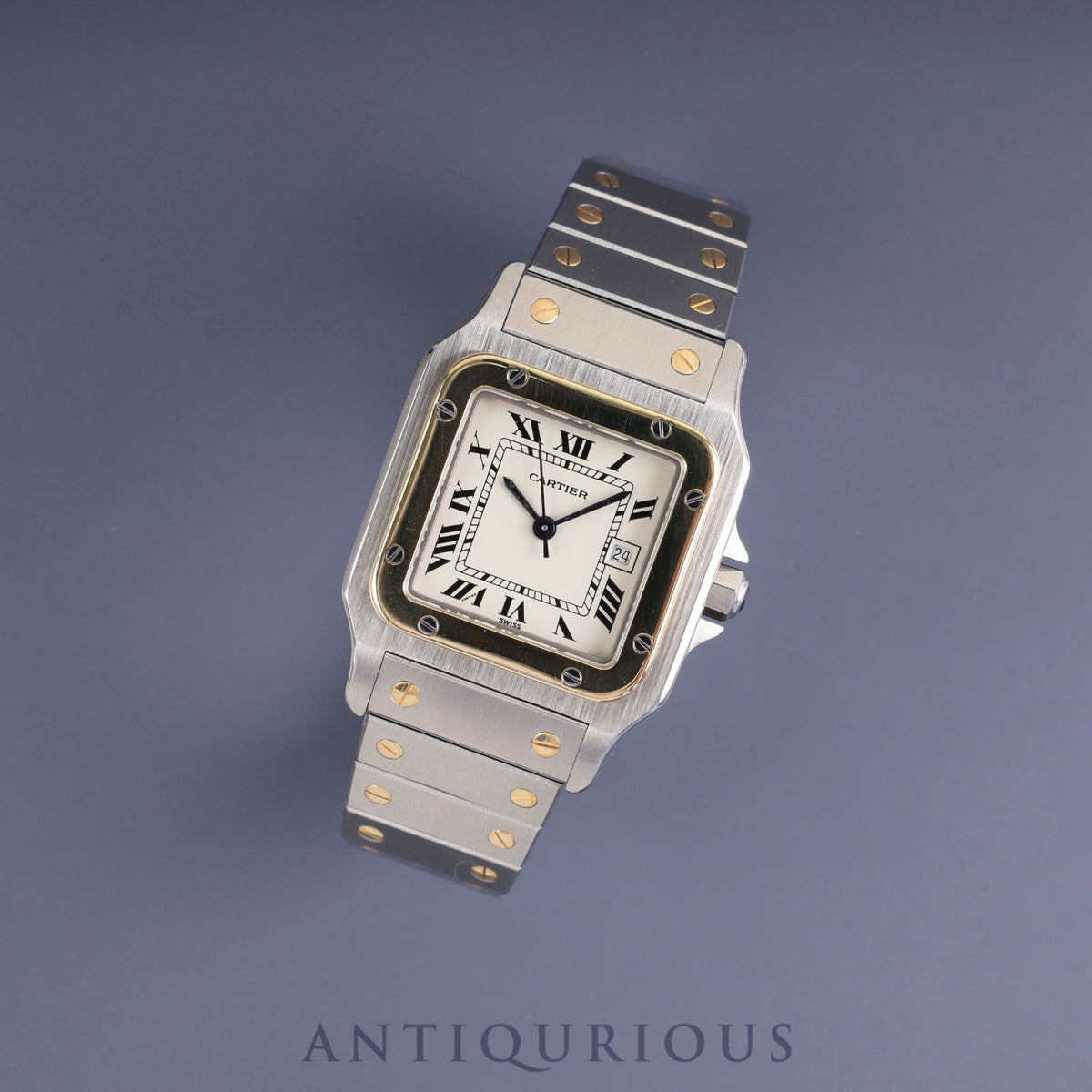 Cartier Santos Carre LM 1172961 Automatic, Stainless Steel/Yellow Gold, White Roman Dial, Overhauled