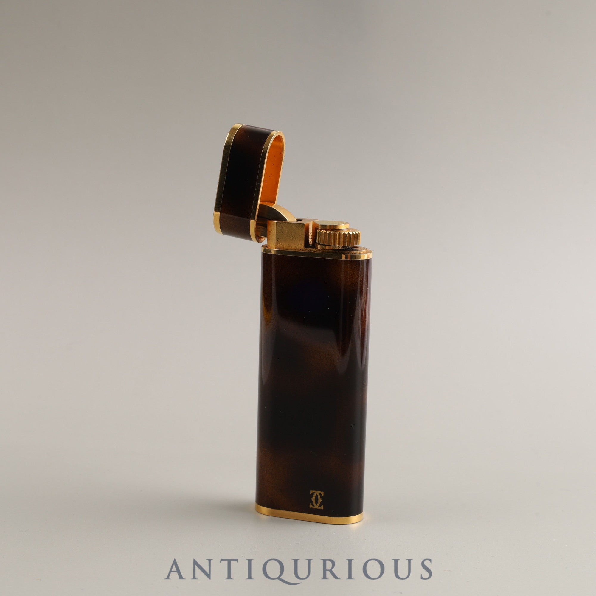 Cartier Lighter Oval Lacquer Marble Brown GP Box