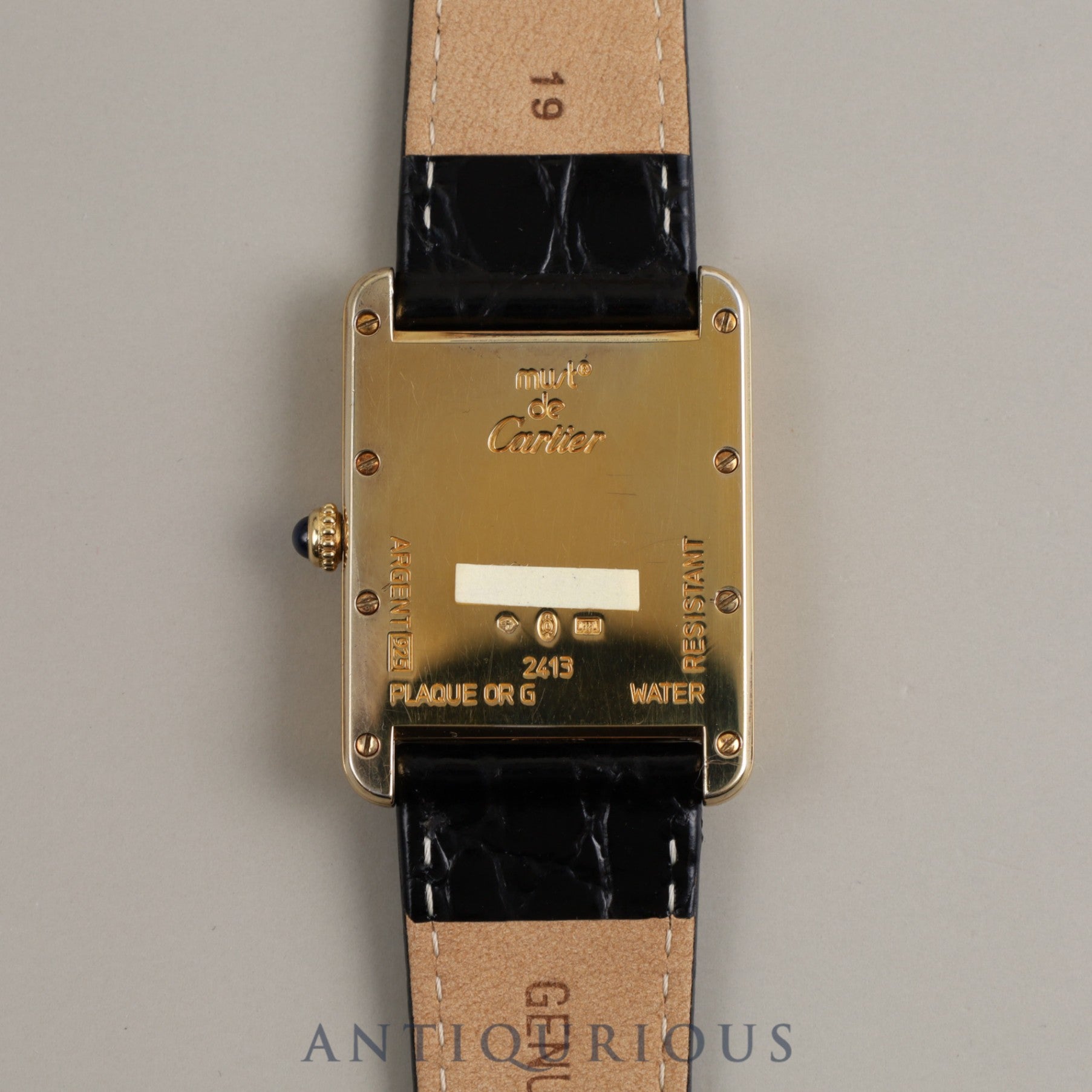 Cartier Must Tank GM (XL) Date QZ W1013754 / 2413 Cal.687 SV925 Leather Genuine Buckle (GP) White Flying Roman CC Dial