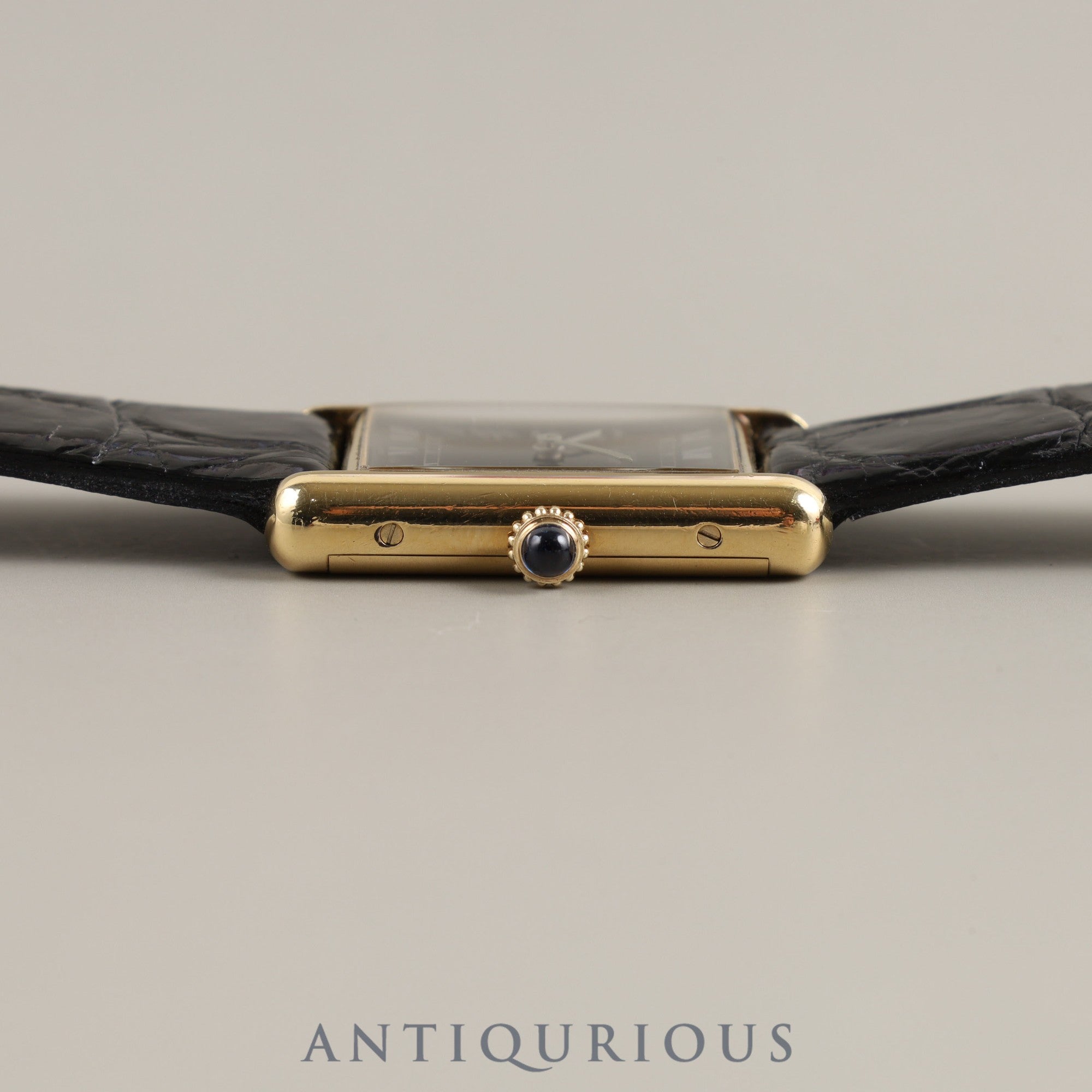 Cartier Must Tank LM 19749 o/w Hand-wound Cal.78-1 SV925 Leather Genuine buckle (GP) Black Roman dial Box Warranty (1980)