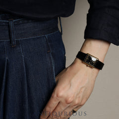 カルティエ マストタンク LM 590005 クォーツ Cal.90  SV925 革 純正尾錠(GP) ブラック飛びローマン文字盤 オーバーホール済み