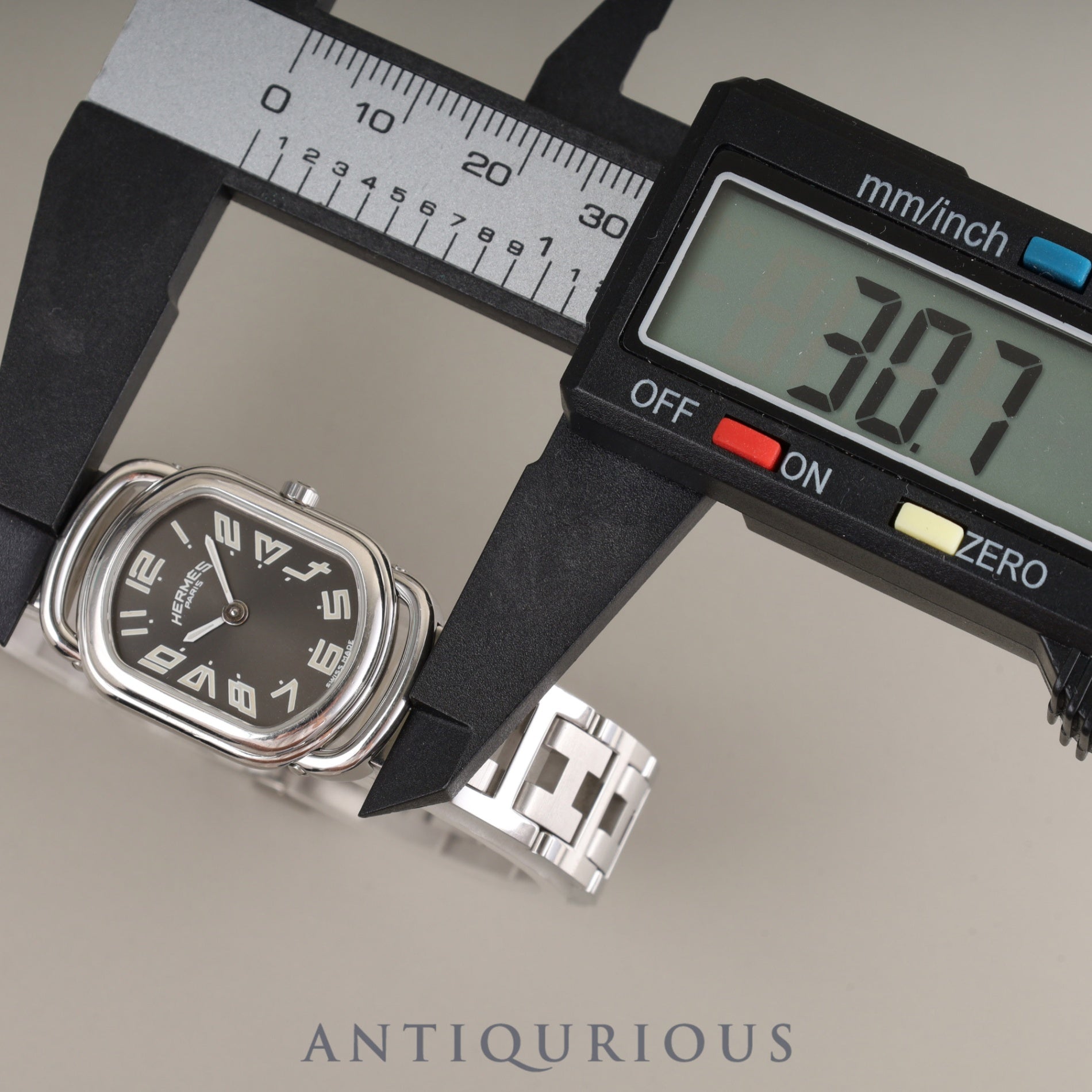 Hermes Rally RA1.210 Quartz Cal.976.001 SS SS Gray Dial Overhauled