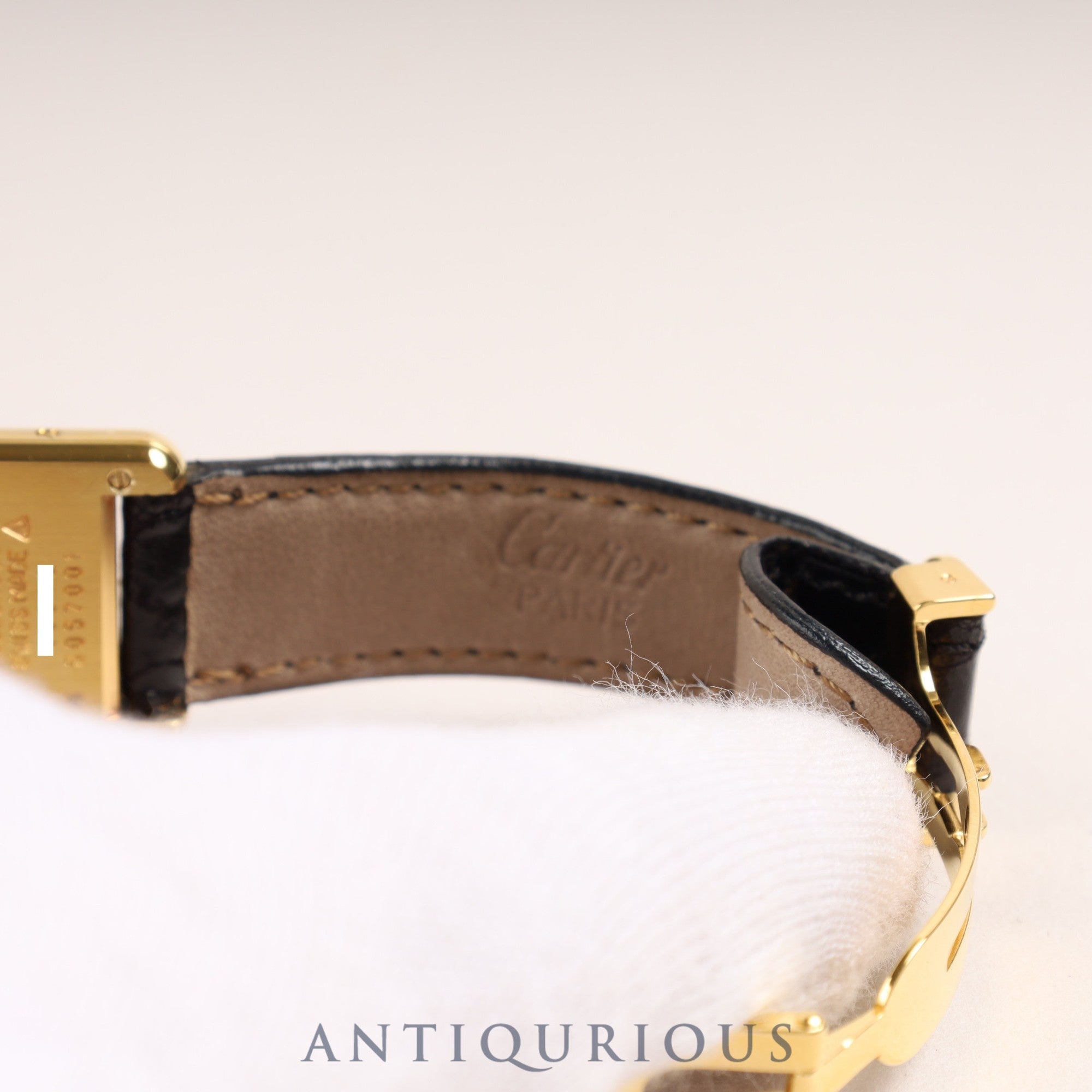 カルティエ マストタンク SM QZ ブラック飛びローマ文字盤 Dバックル フルメンテナンス済み