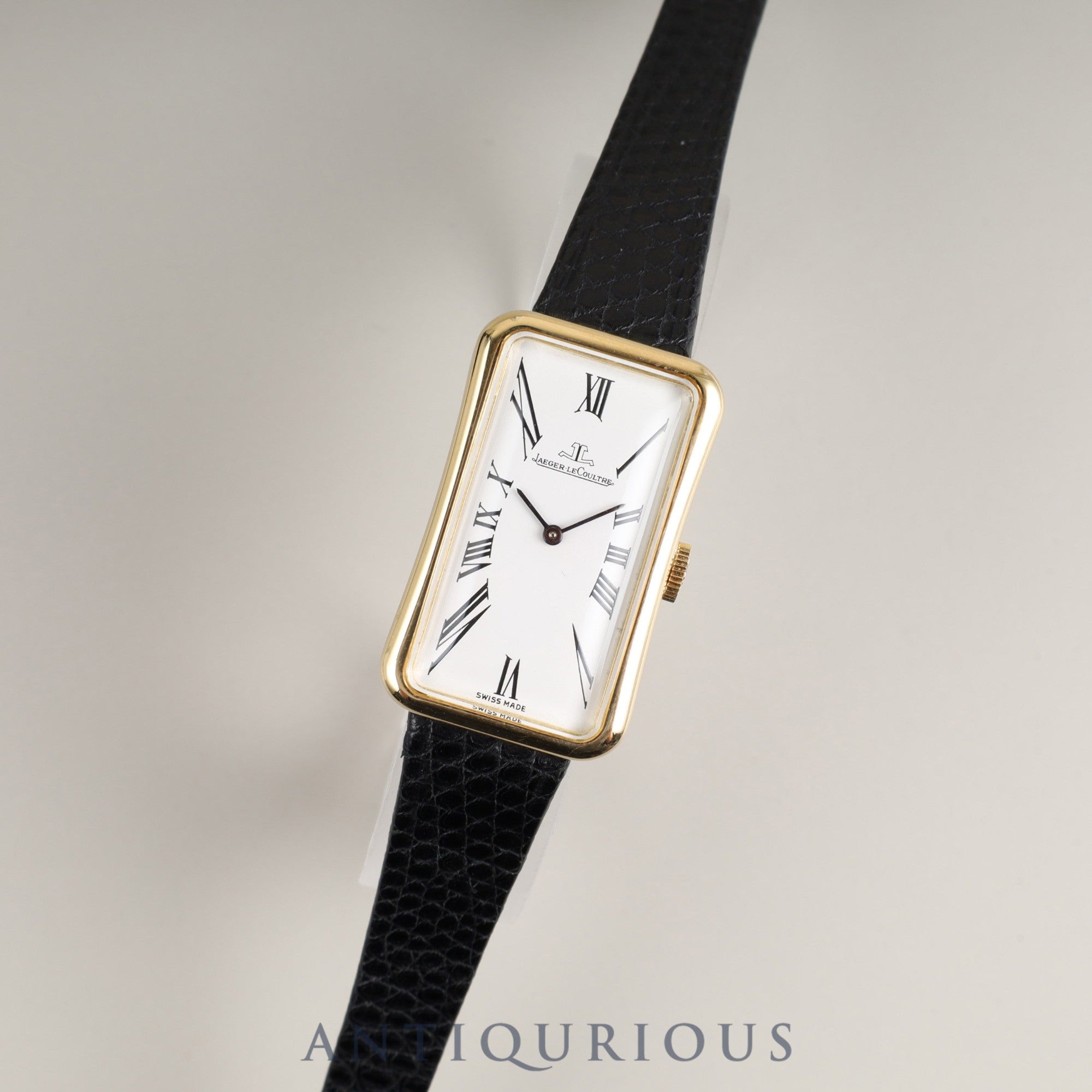 Jaeger-LeCoultre Rectangular 6011 Manual winding YG Leather Genuine buckle (GP) White Roman dial Overhauled