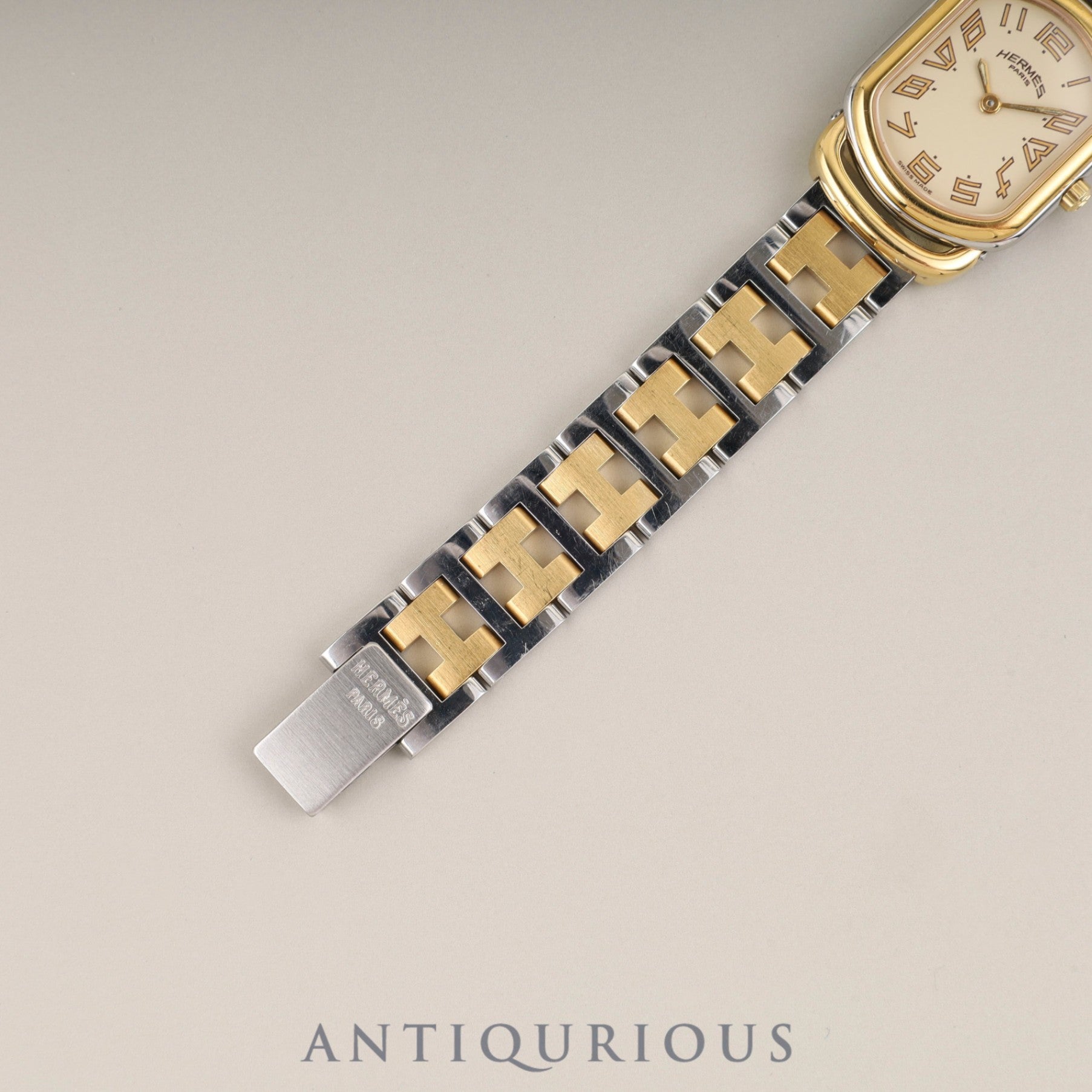 Hermès Rally Quartz Cal.976.001 SS/GP SS/GP Ivory Dial Box Booklet Warranty (1995) Overhauled