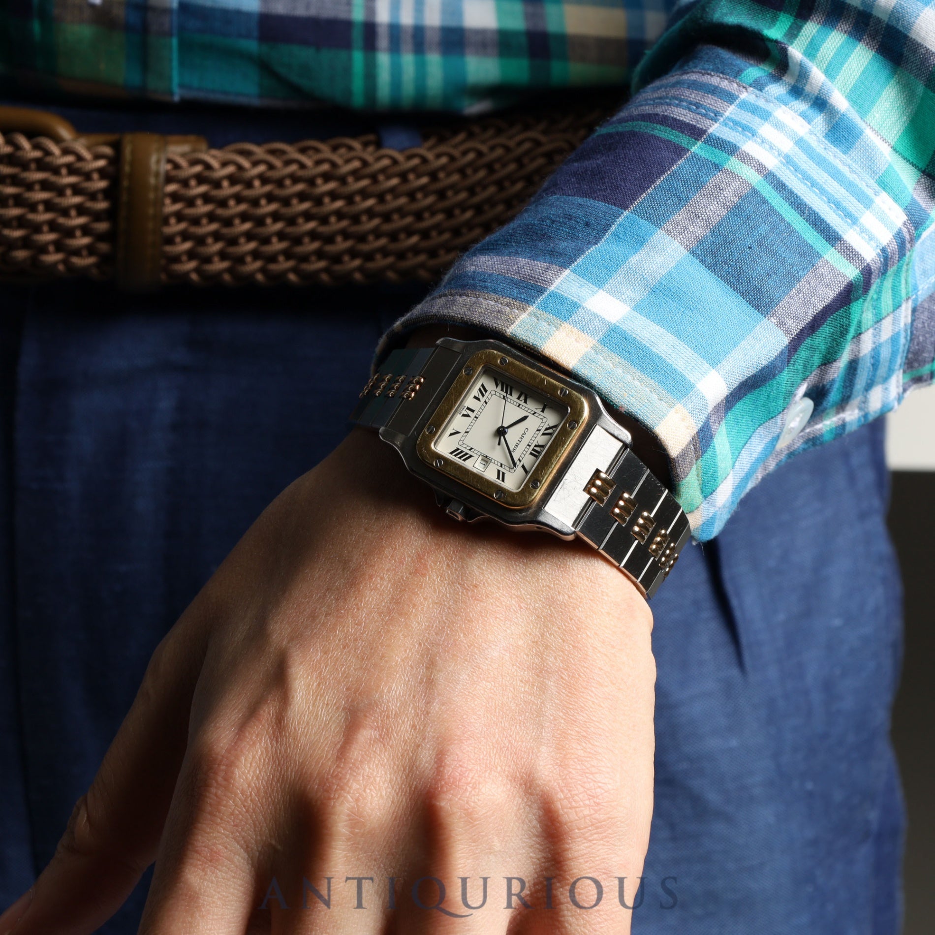 Cartier Santos Galbee LM 2961 Automatic SS/YG SS/YG Godron bracelet Ivory dial Overhauled