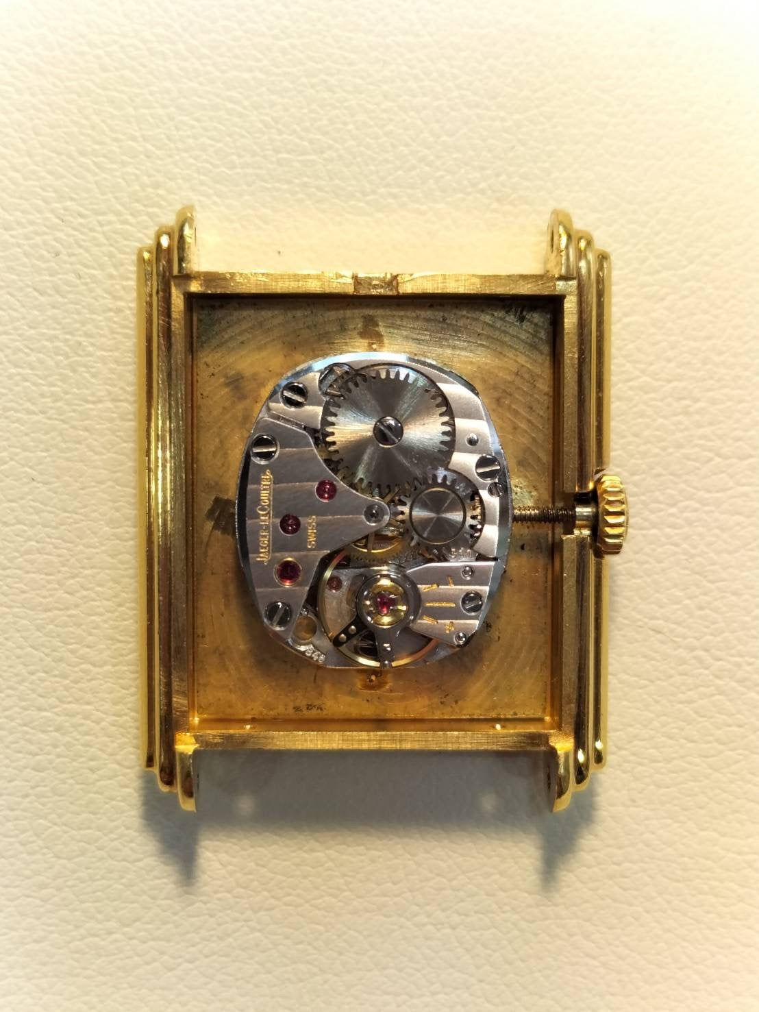 Jaeger-LeCoultre Rectangular 6149.21 Manual winding 750YG Leather Aftermarket buckle (GP) Gold dial Overhauled