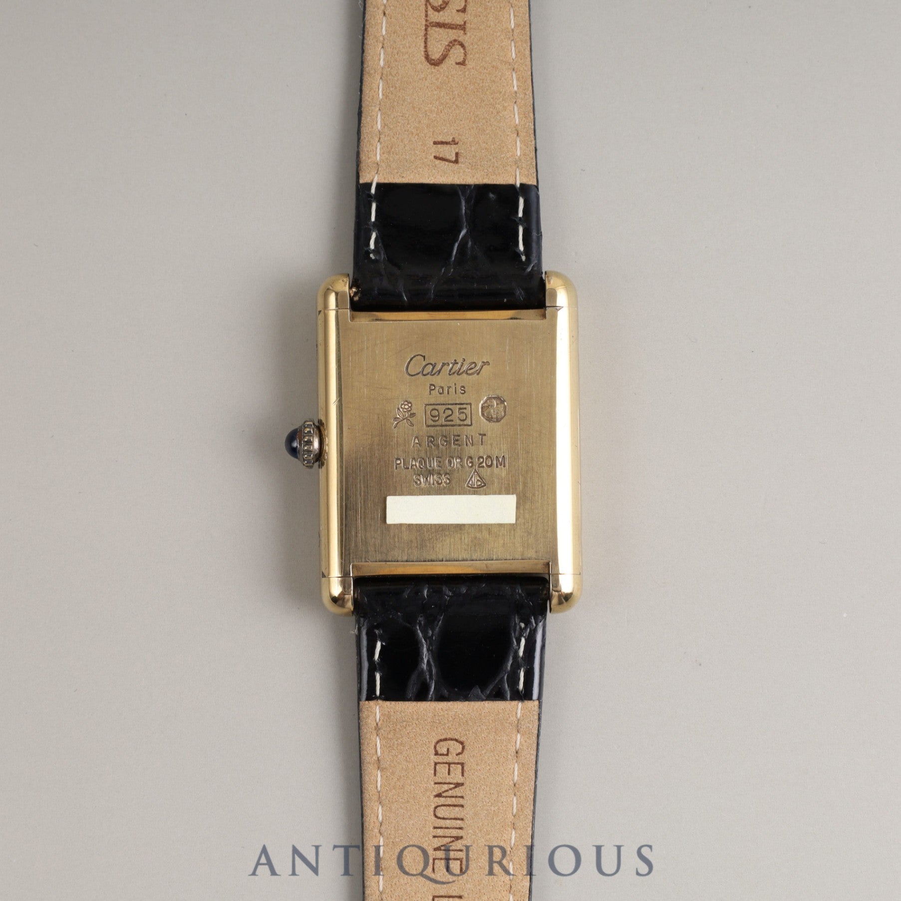 Cartier Must Tank LM Manual winding 925 Leather Genuine buckle (GP) Black onyx dial Overhauled