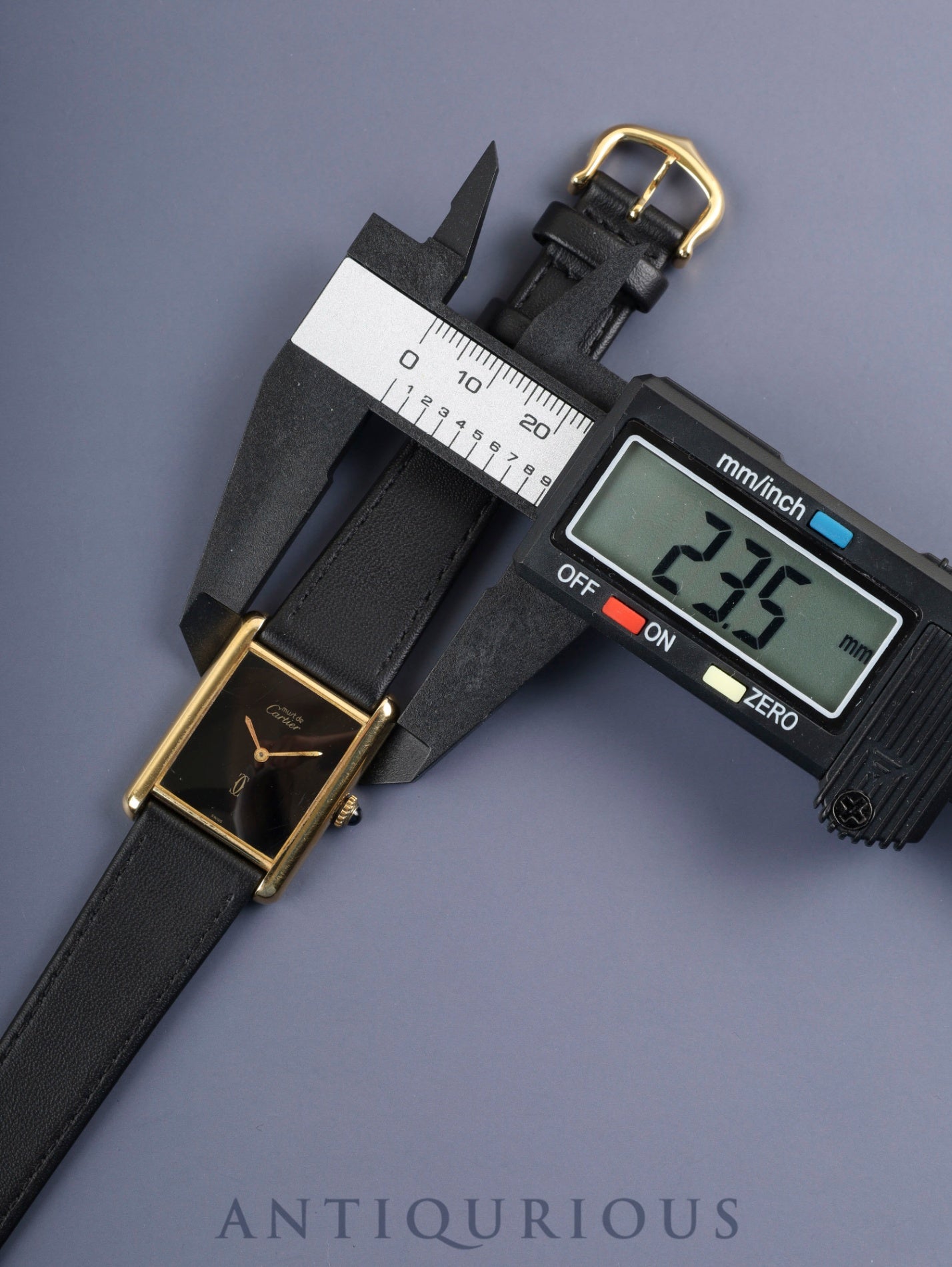 カルティエ マストタンク LM 手巻き Cal.78-1 SV925 革 純正尾錠(GP) オニキス文字盤 オーバーホール済み