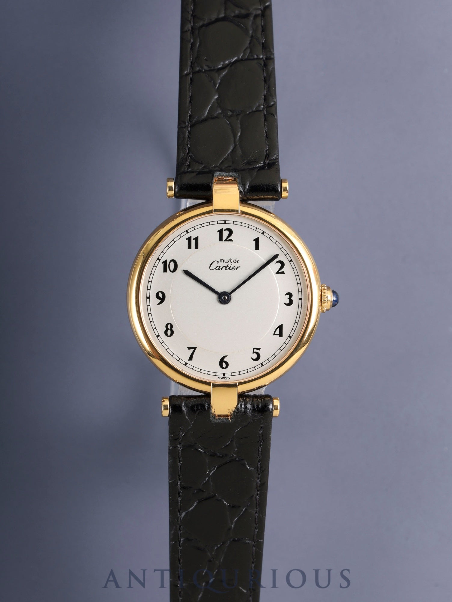 カルティエ マスト ヴァンドーム VLC LM 590003 クォーツ Cal.90 SV925 革 純正ピンバックル(GP)アラビア文字盤 オーバーホール済み