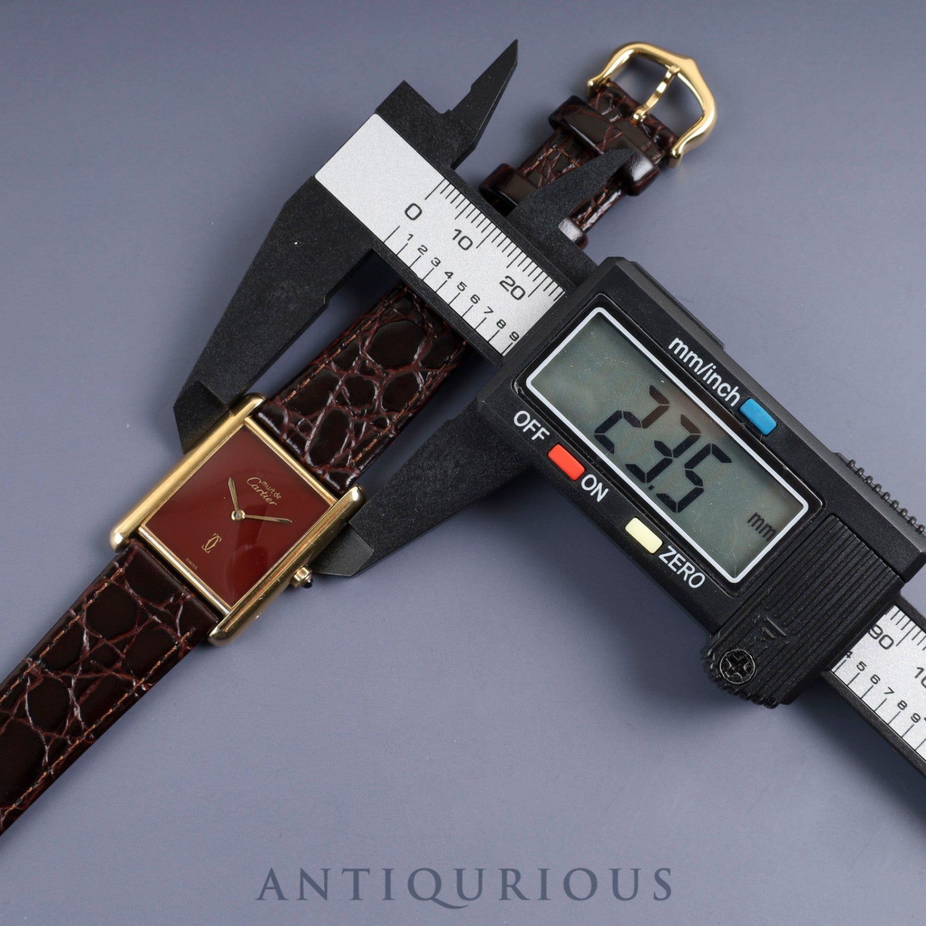 カルティエ マストタンク LM 6 81006 クォーツ SV925 革 純正尾錠(GP)ガーネットダイヤル ボルドー文字盤 カルティエブティックにてコンプリートサービス(フルメンテナンス)済み