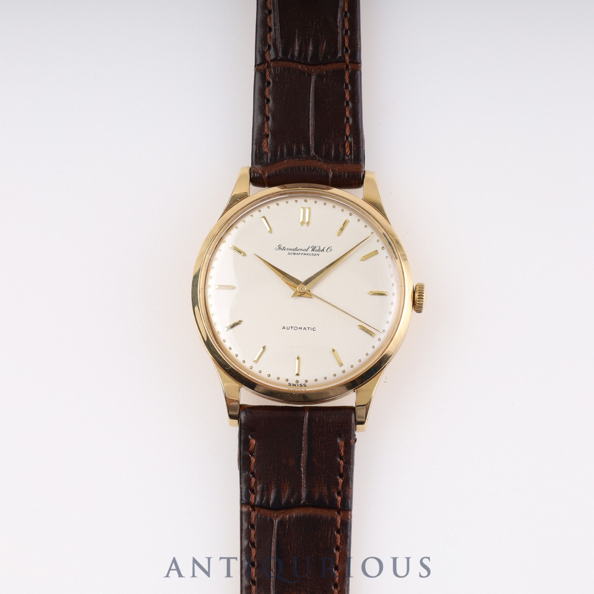 IWC Old Inter Automatic Cal.853 YG Leather Silver Dial IWC