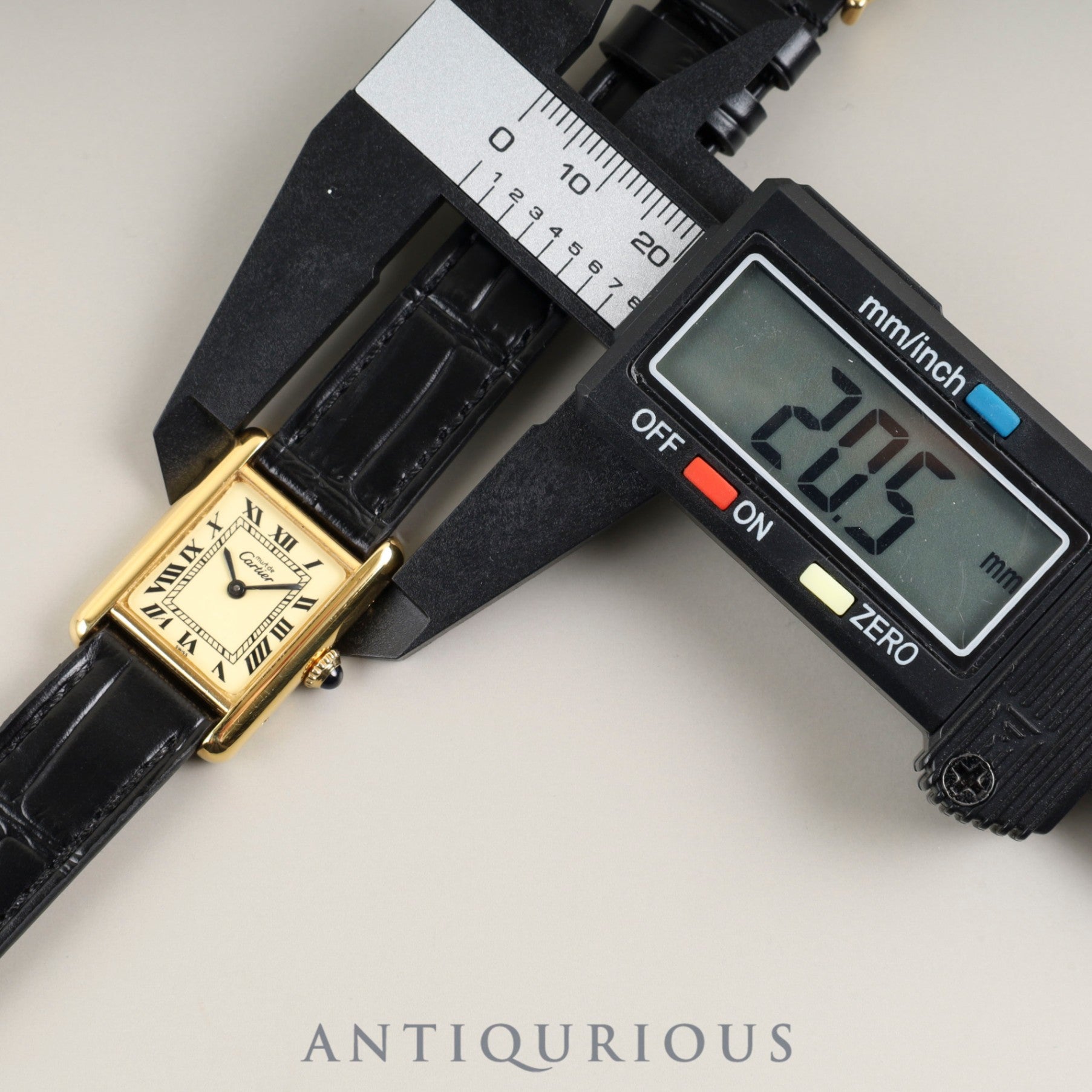 Cartier Must Tank SM Manual winding Cal.78-1 SV925 Leather Genuine buckle (GP) Ivory Roman dial Overhauled