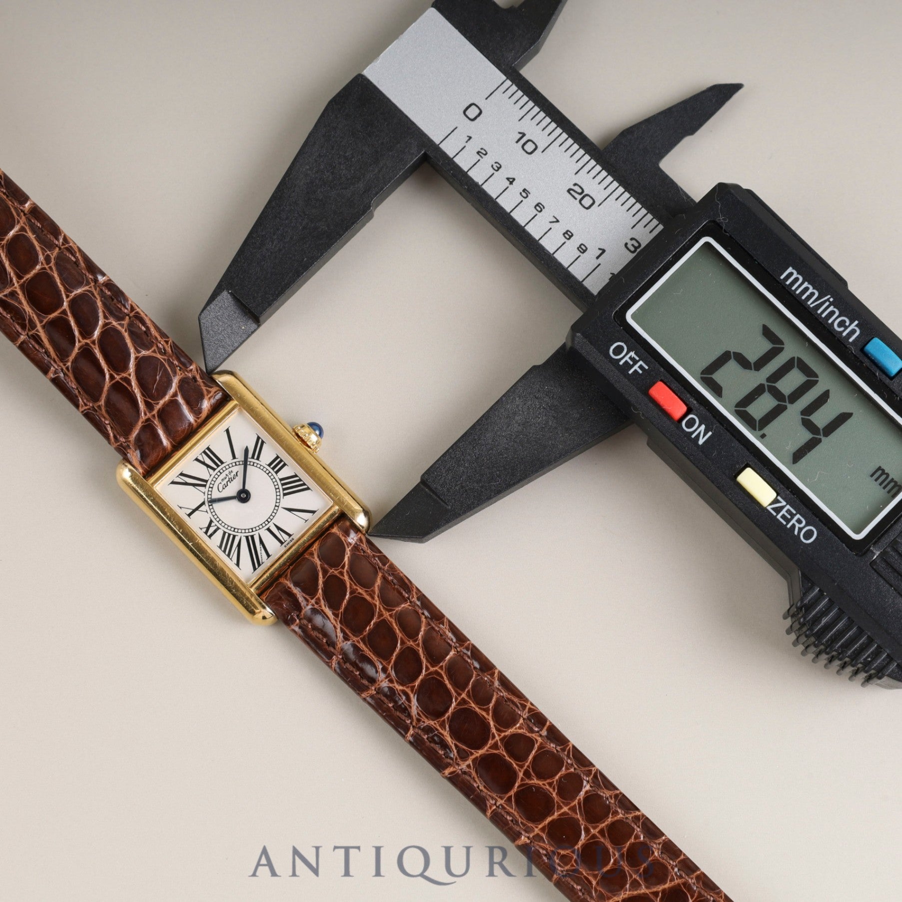 Cartier Must Tank SM 5057001 Quartz Cal.057 SV925 Leather Genuine D-buckle (GP) Opalan dial Overhauled