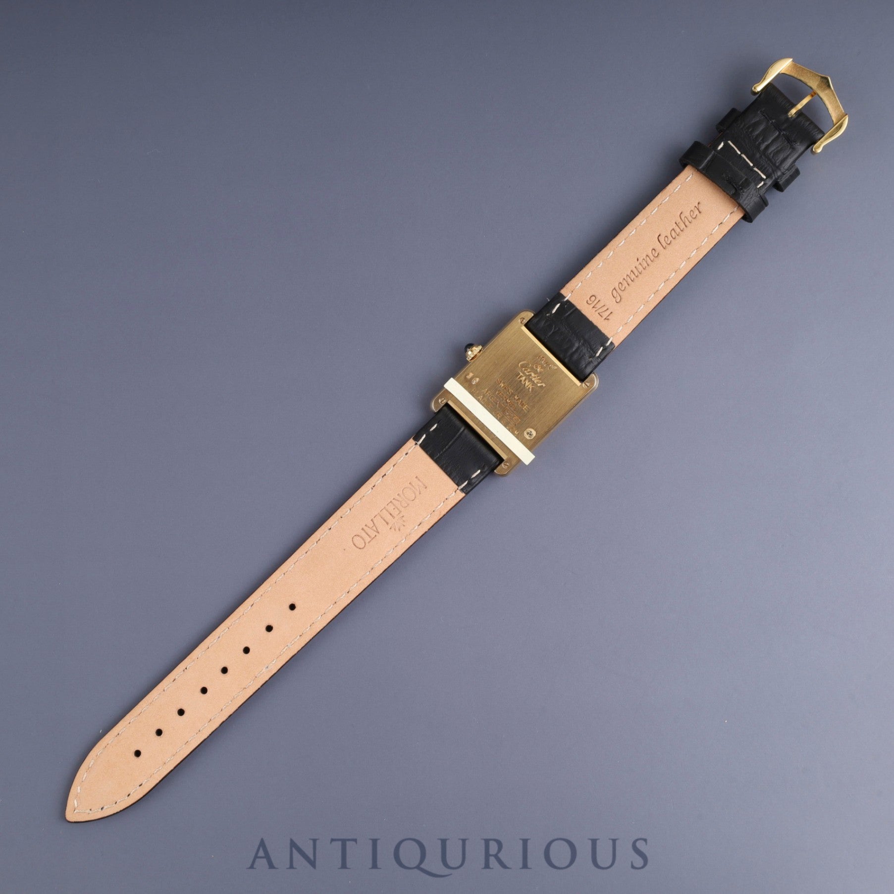 Cartier Must Tank LM W1002753 / 1615 Quartz Caliber 90 SV925 Leather Strap with Genuine GP Buckle, Ivory Roman Dial, Overhauled