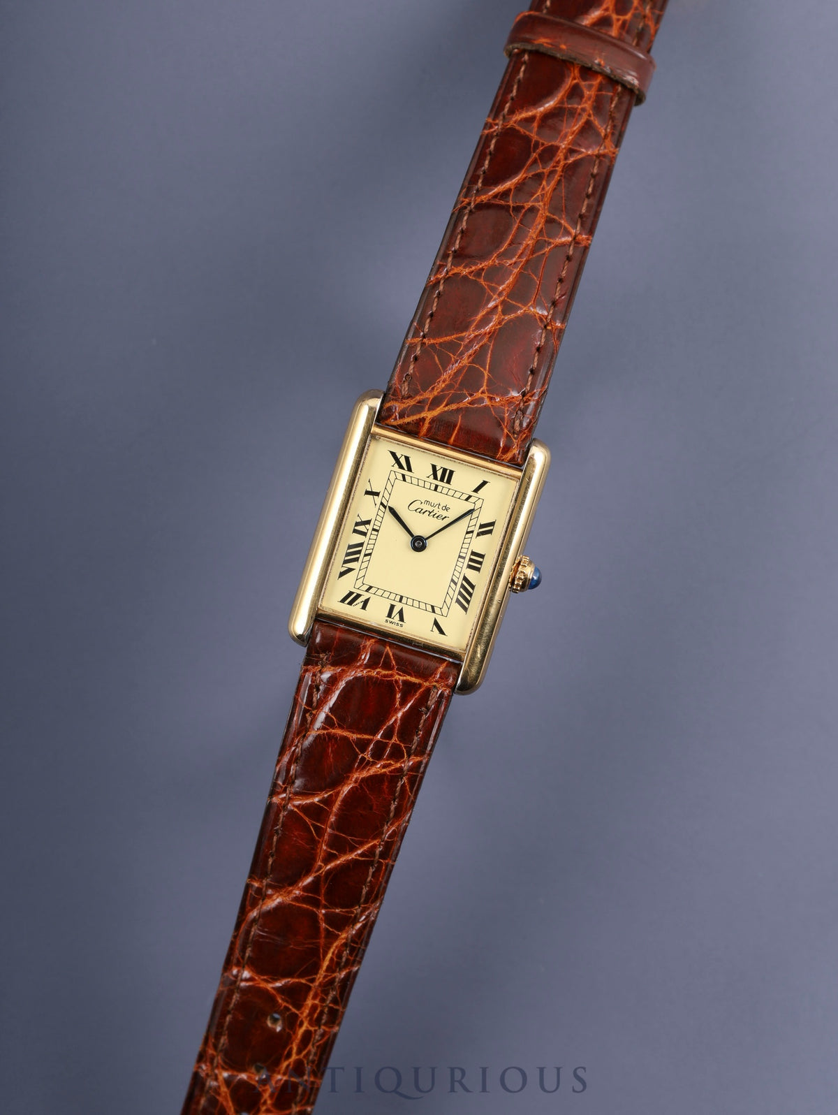 Cartier Must Tank LM 590005 Quartz Cal.90 SV925 Genuine Leather Strap Genuine Buckle (GP) Ivory Roman Dial Box Booklet Warranty Tag Overhauled