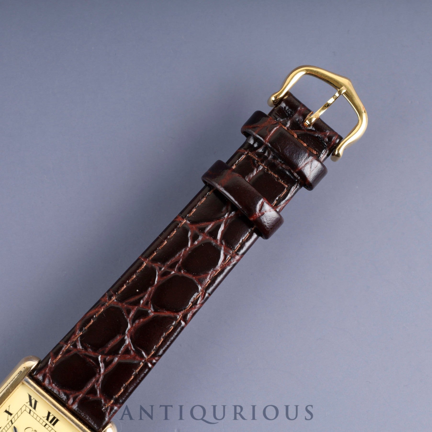 Cartier Must Tank LM Manual Winding SV925 Leather Watch with Genuine GP Buckle, Ivory Roman Dial, Overhauled