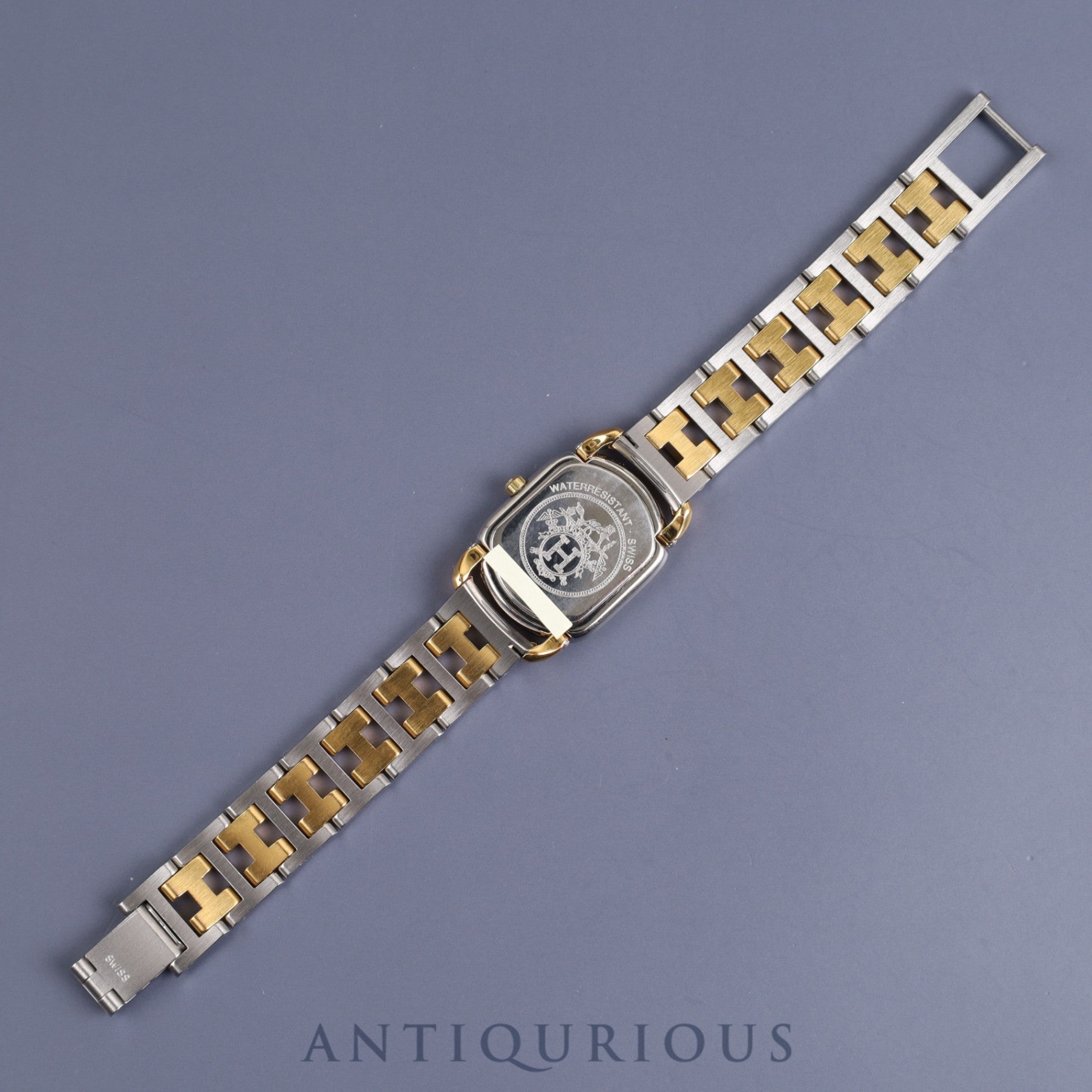 Hermes Rally 770301-4 Quartz Cal.976 001 SS/GP White Dial Warranty (1995) Box Overhauled