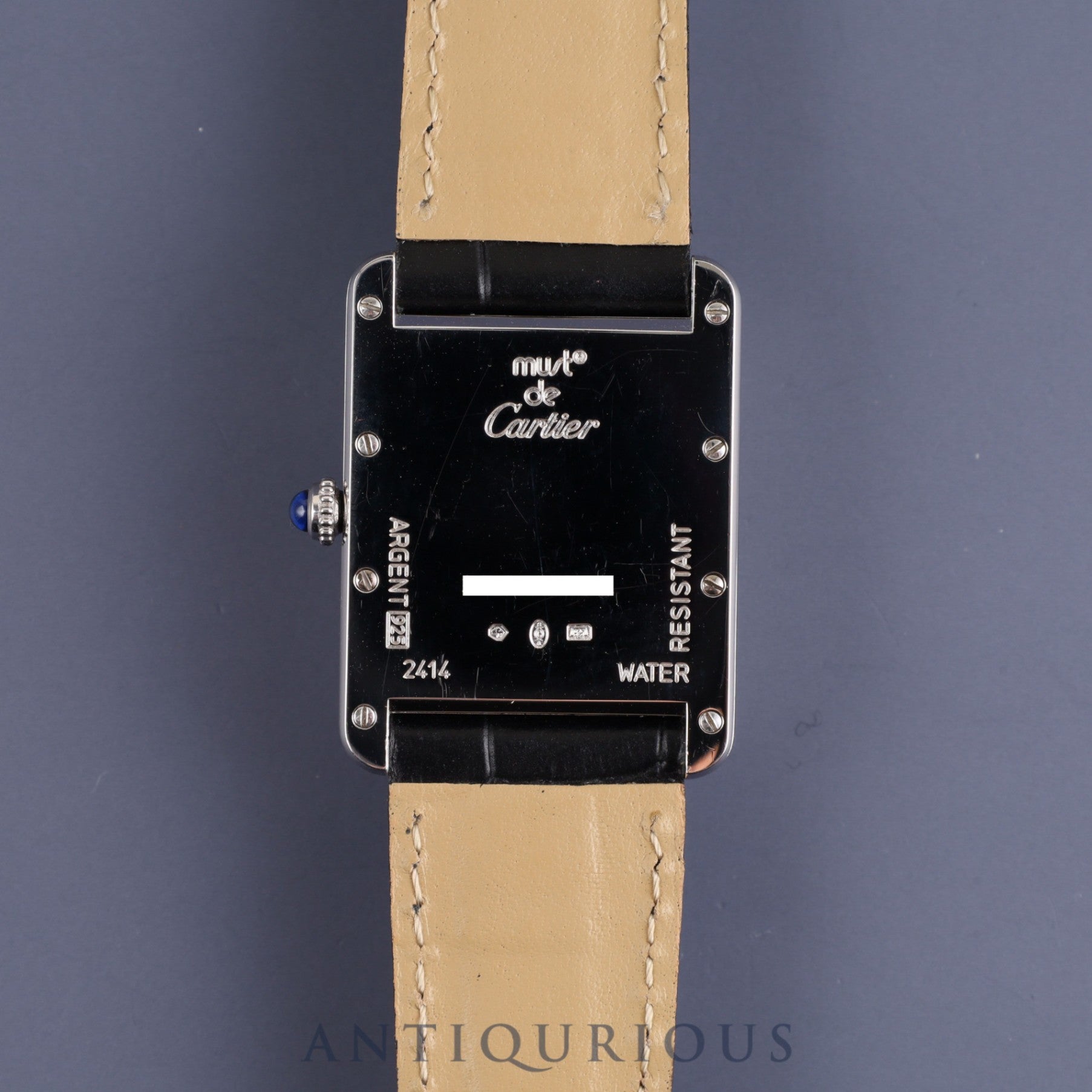 カルティエ マストタンク GM(XL)W1014154 / 2414 クォーツ Cal.687 925 革 純正Dバックル 飛びローマン文字盤 箱 保証書(2004年) オーバーホール済み カルティエブティックネジ取り付け
