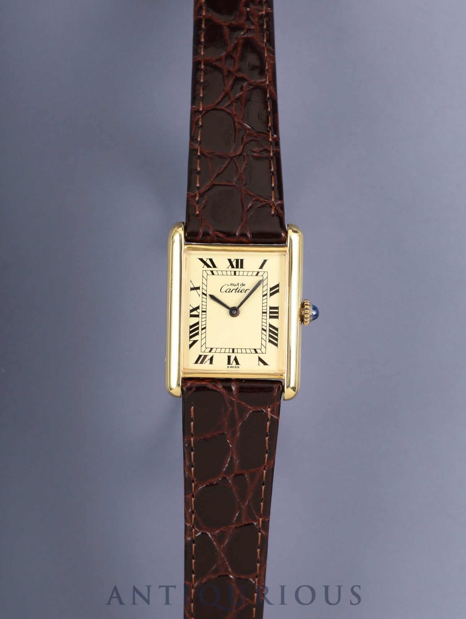 カルティエ マストタンク LM 手巻き Cal.78-1 SV925 革 純正ピンバックル(GP) アイボリーローマン文字盤(SWISS表記)オーバーホール済み