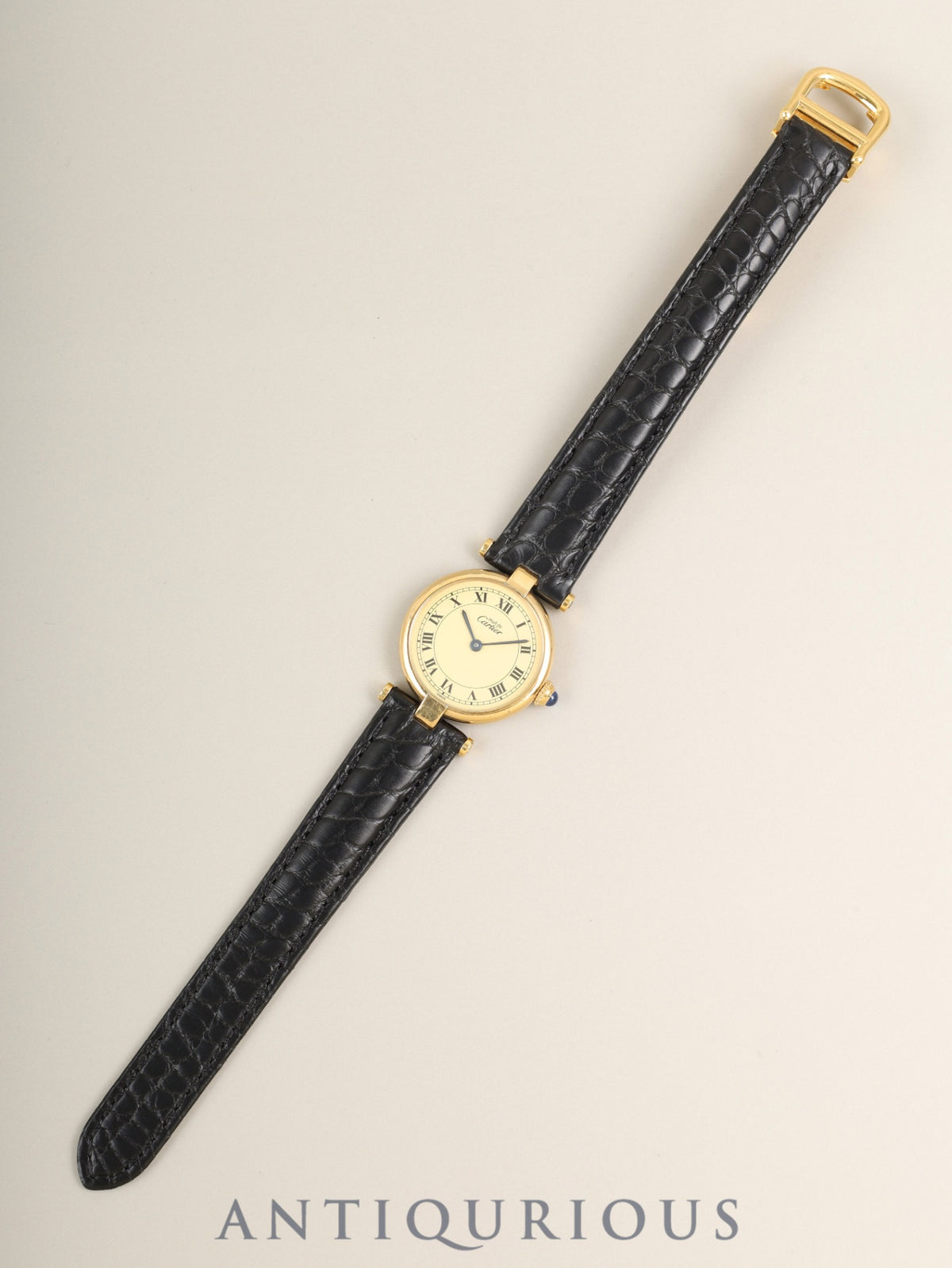 Cartier Must Vendome VLC SM 590004 Quartz Cal.90 SV925 Leather Genuine D-buckle (GP) Ivory Roman Dial (SWISS marking) Overhauled