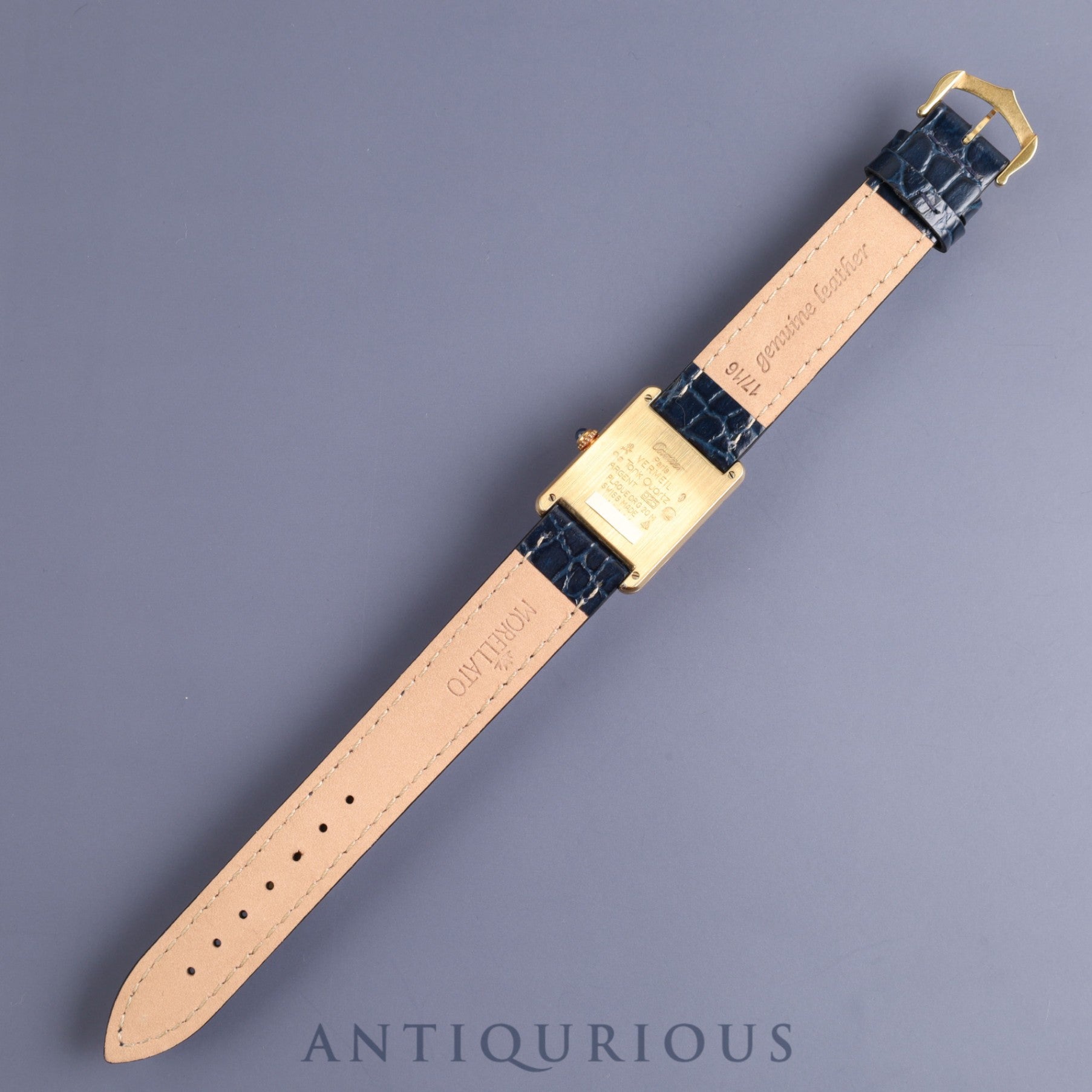 Cartier Must Tank LM 590005 Quartz Cal.90 SV925 Leather Genuine Buckle (GP) Straight Roman Dial Overhauled Newly Finished