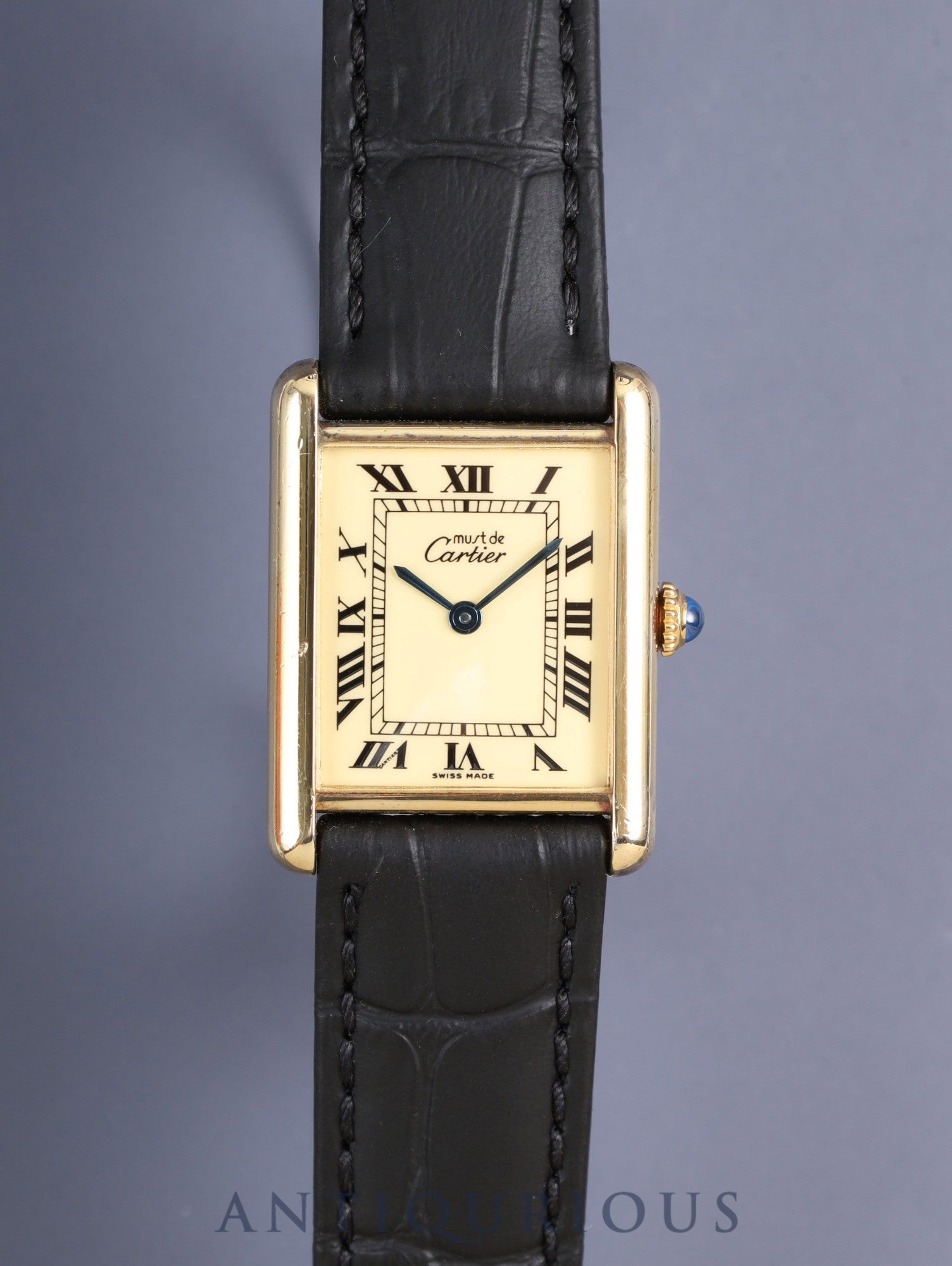 カルティエ マストタンク LM 手巻き Cal.78-1/ETA2512-1 SV925 革 純正尾錠(GP)アイボリーローマン文字盤 (SWISS MADE表記) オーバーホール済み