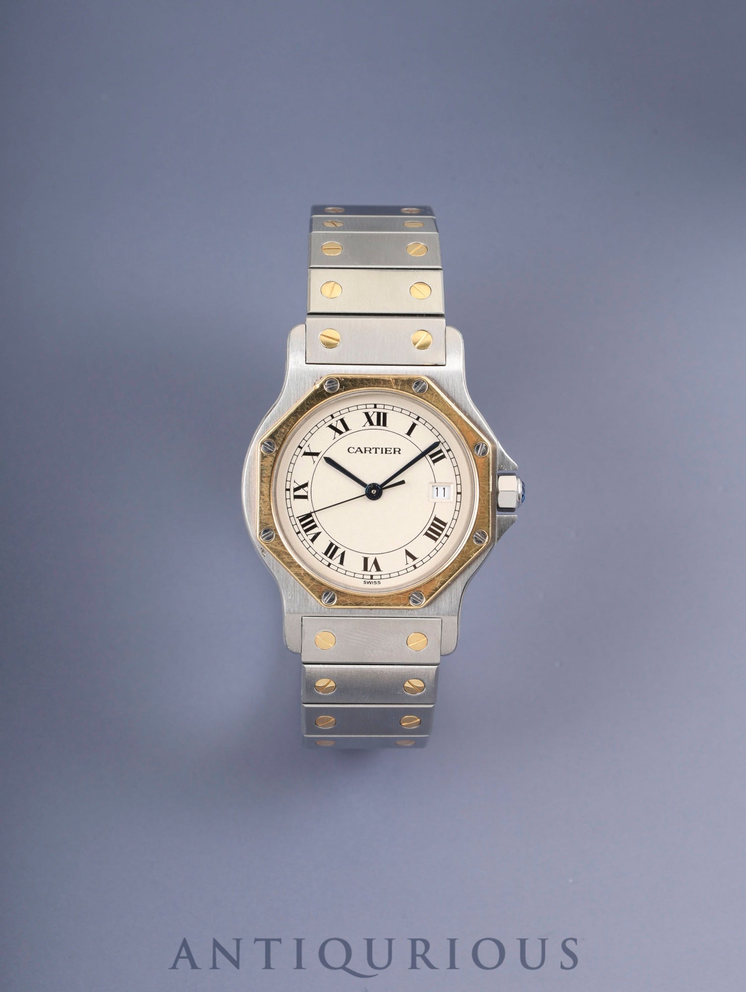 カルティエ サントス オクタゴン LM W2001583 / 187902 クォーツ Cal.687 SS×YG SS×YG アイボリーローマン文字盤 オーバーホール済み