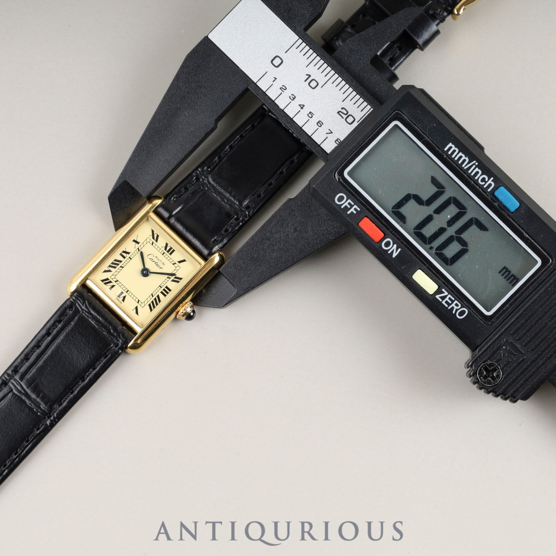 カルティエ マストタンク SM 5057001 クォーツ Cal.057 SV925 革 純正尾錠(GP)アイボリーローマン文字盤 オーバーホール済み