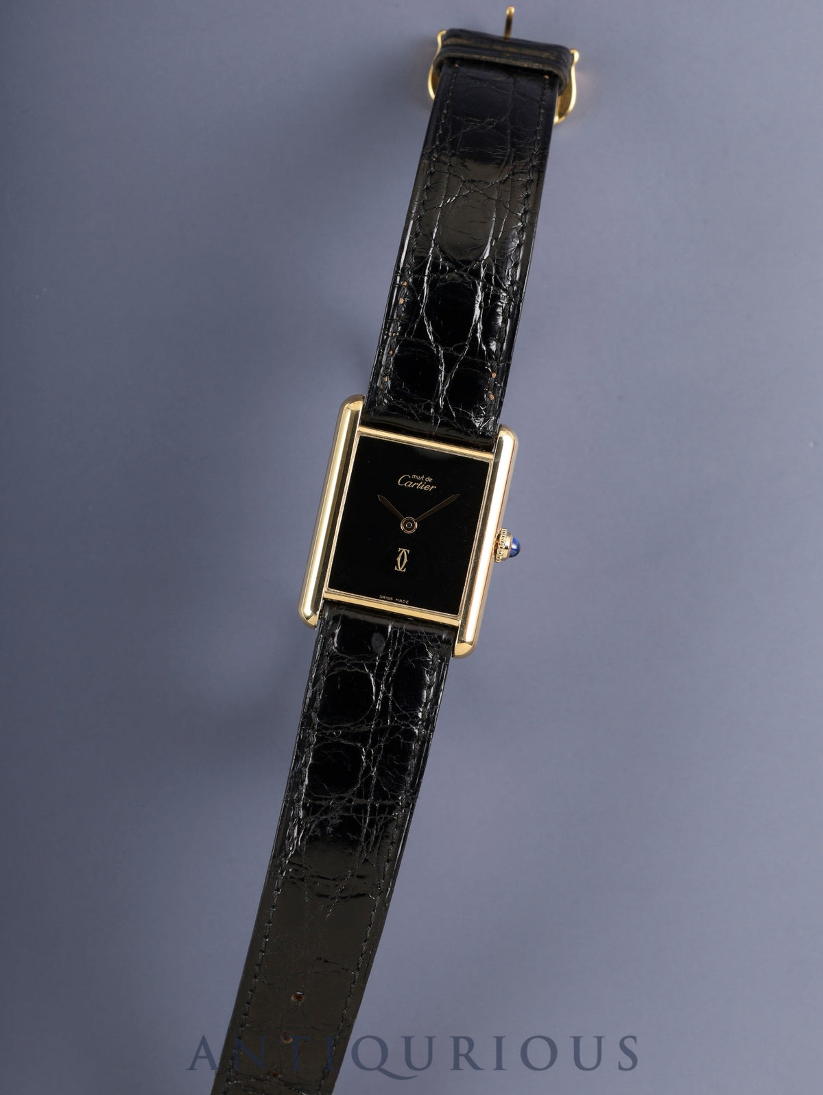 Cartier Must Tank LM 6 81006 Quartz SV925 Genuine Leather Strap Genuine Pin Buckle (GP) Onyx Dial (SWISS MADE Marked) Box Tag Booklet Warranty Card (1986) Complete Service (Full Maintenance) at a Cartier Boutique