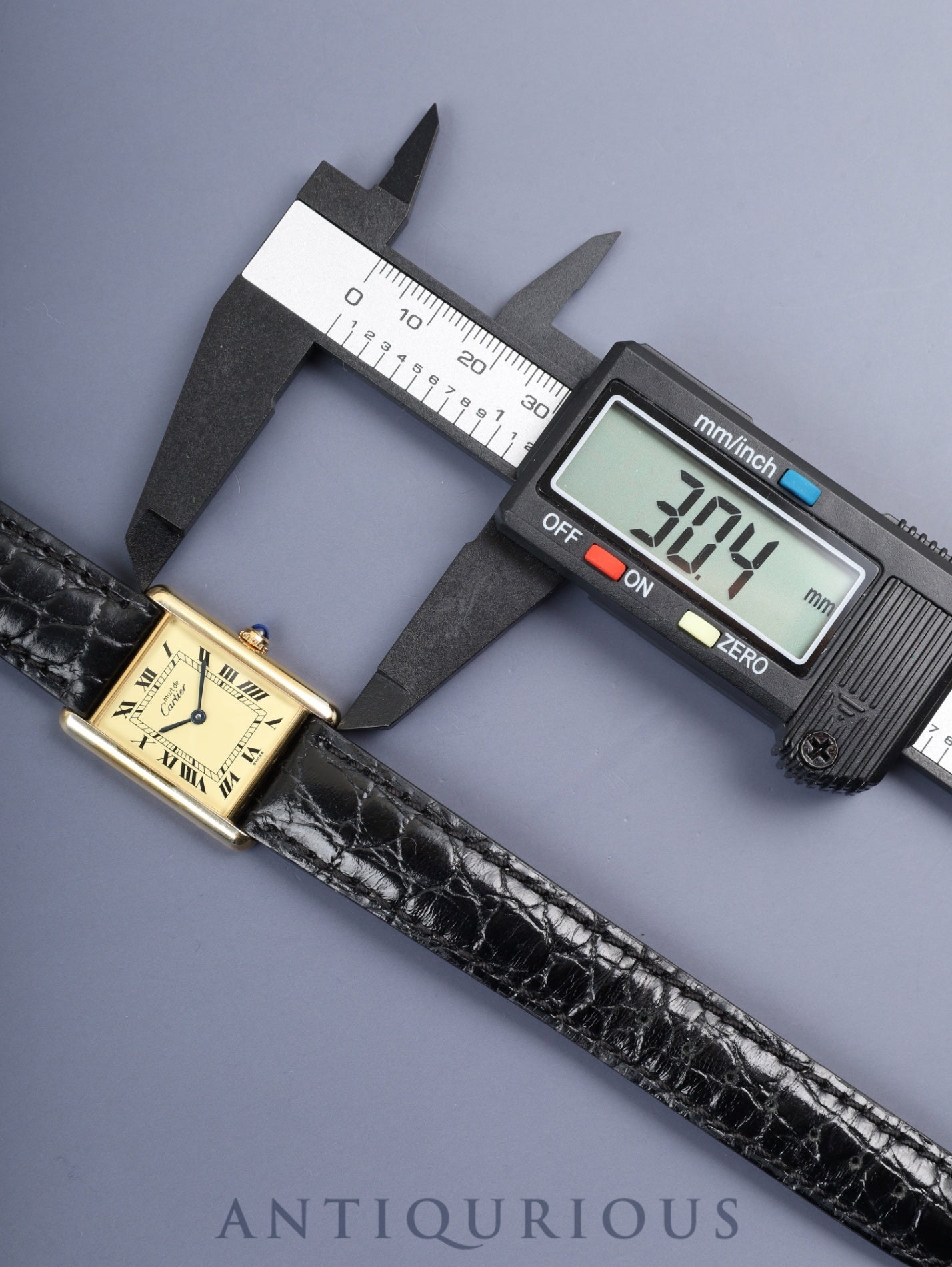 カルティエ マストタンク LM 590005 クォーツ Cal.90 SV925 革 純正尾錠(GP)アイボリーローマン文字盤(SWISS表記)オーバーホール済み