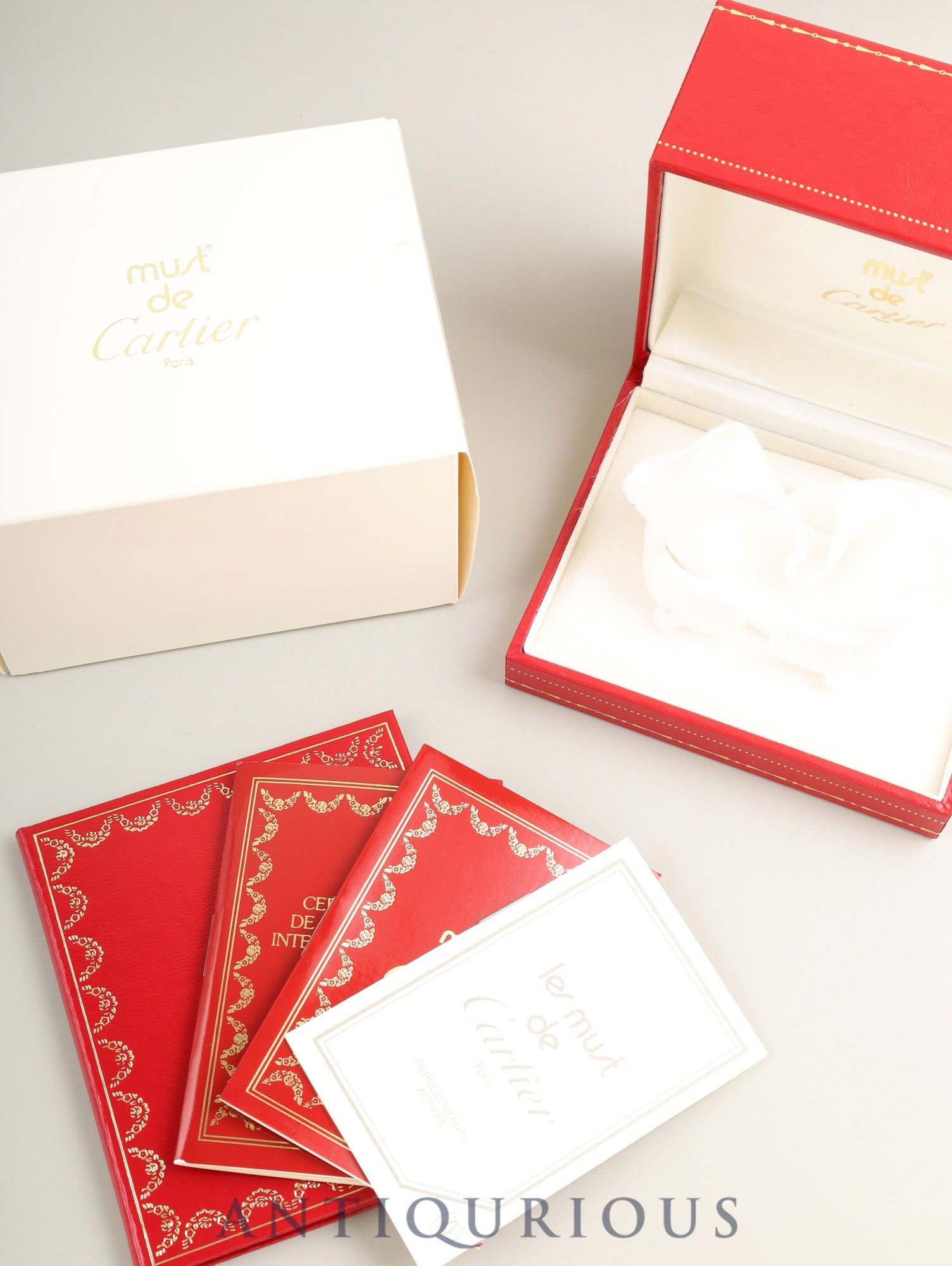 カルティエ マスト ヴァンドーム VLC SM 590004 クォーツ Cal.690 SV925 革 純正尾錠(GP)アイボリー4点ローマン文字盤 箱 冊子 保証書(1993年)オーバーホール済み