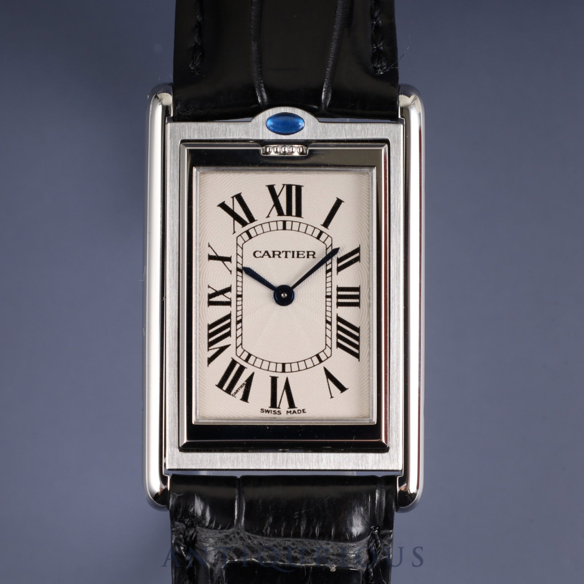 Cartier Tank Basculante LM W10X1358 / 2390 Manual winding SS Leather Genuine buckle (SS) Silver dial Box Complete service (full maintenance) completed at Cartier boutique