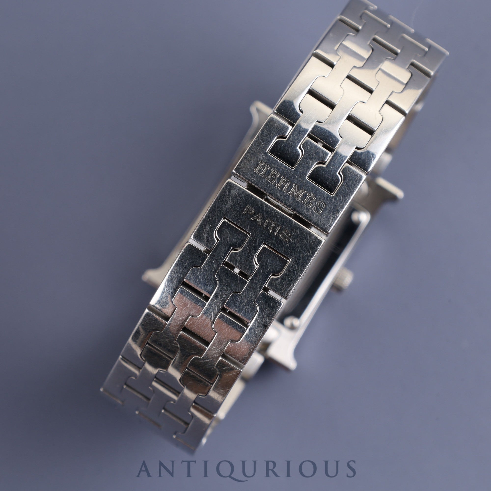 エルメス Hウォッチ HH1.210 クォーツ SS SS ブラックギョーシェ文字盤 オーバーホール済み