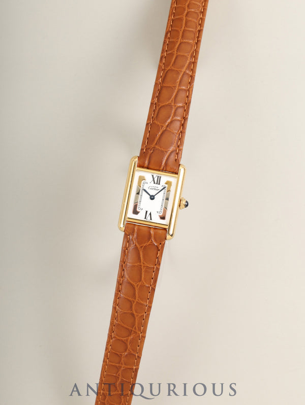 Cartier Must Tank SM 5057001 Quartz Cal.- SV925 Leather strap Original D-buckle (GP) Side Trinity dial (SWISS marking) Complete service completed at Cartier boutique