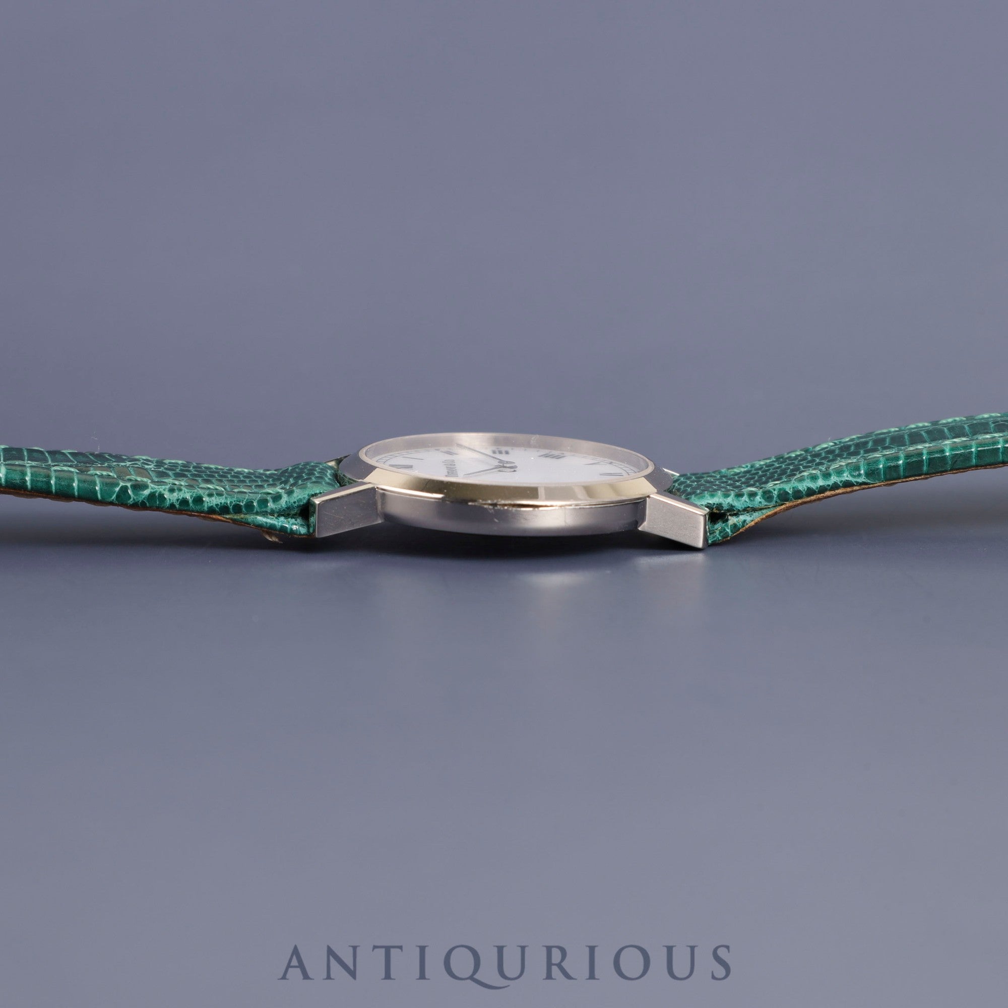 ティファニー ラウンドクラシック L1560 クォーツ WG 純正革ベルト 純正尾錠(SS) ホワイトローマン文字盤 24mm