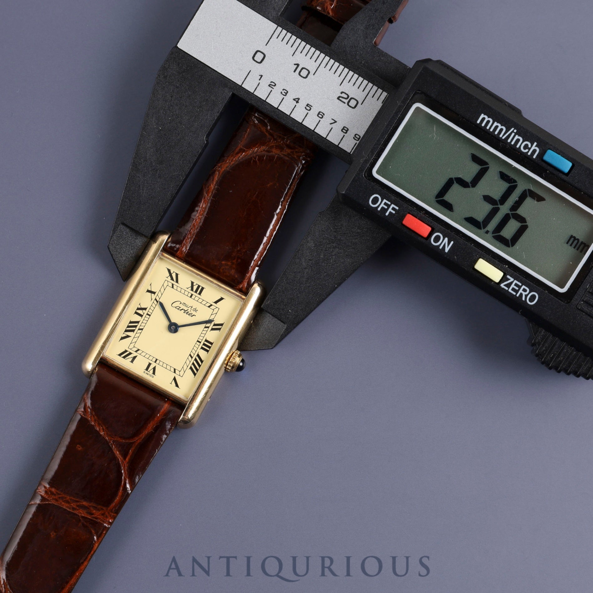 カルティエ マストタンク LM W1002754/1615 クォーツ Cal.90 SV925 革 純正尾錠(GP) アイボリーローマン文字盤 オーバーホール済み 新品仕上げ済み