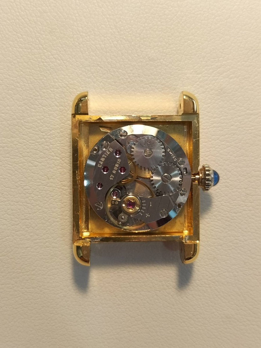 カルティエ マストタンク SM 手巻き Cal.78-1 SV925 革 純正尾錠(GP)アイボリーローマン文字盤 オーバーホール済み