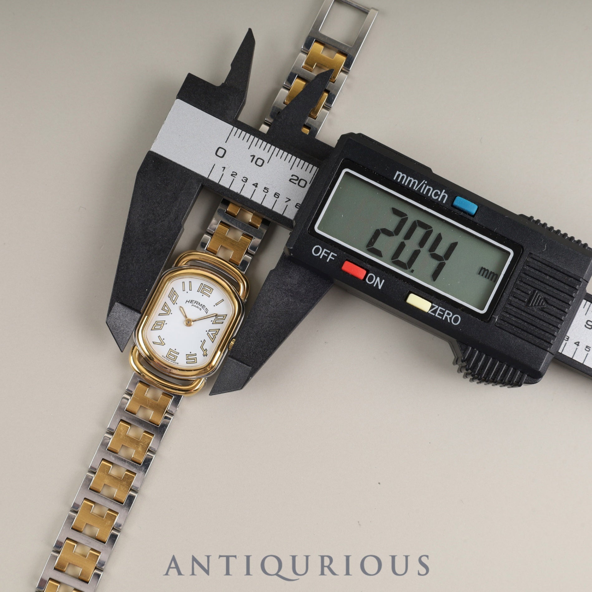 エルメス ラリー クォーツ Cal.976.001 SS/GP SS/GP ホワイト文字盤 箱 オーバーホール済み