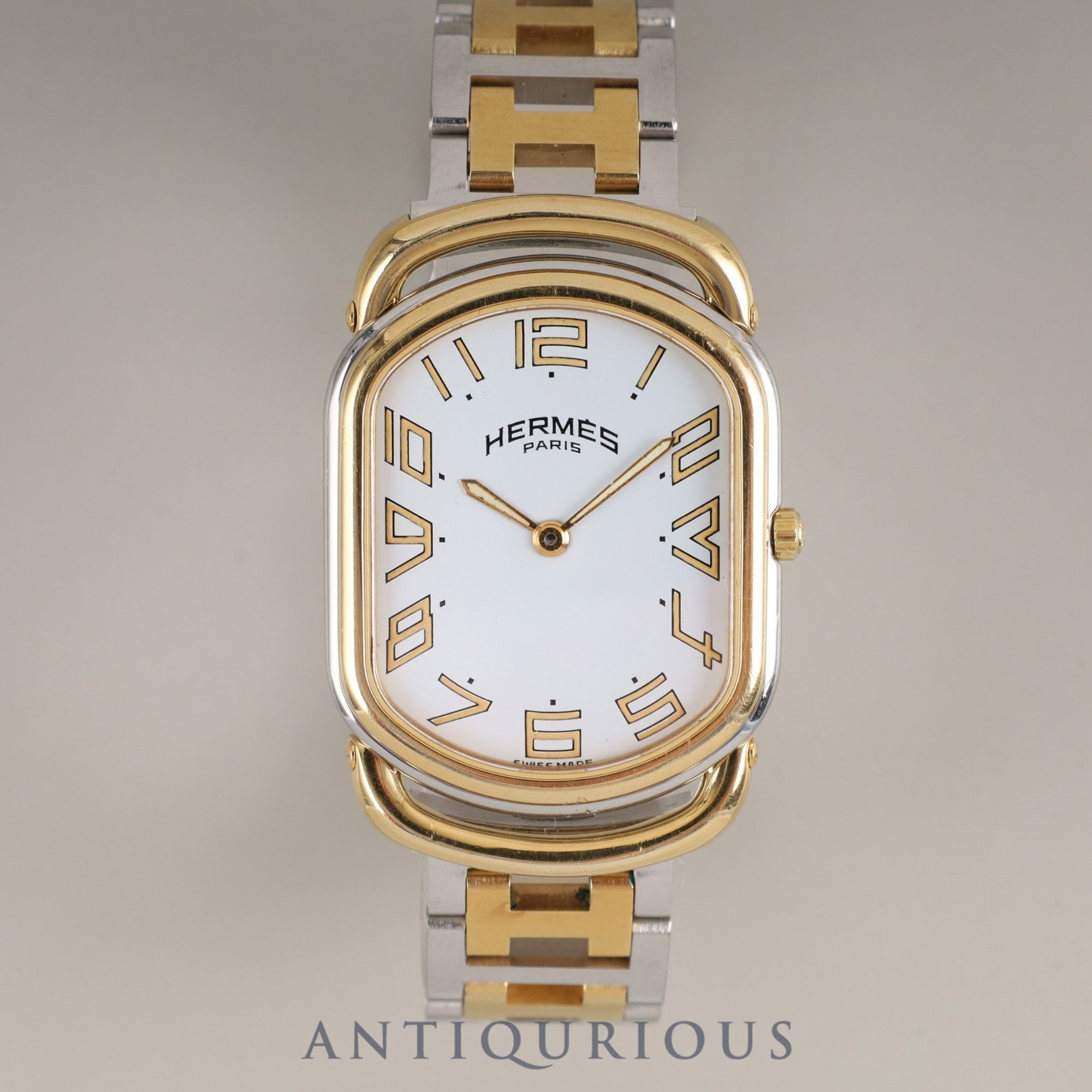 Hermes Rally 82.03.76 Quartz Cal.256.041 SS/GP SS/GP White Roman Dial Overhauled