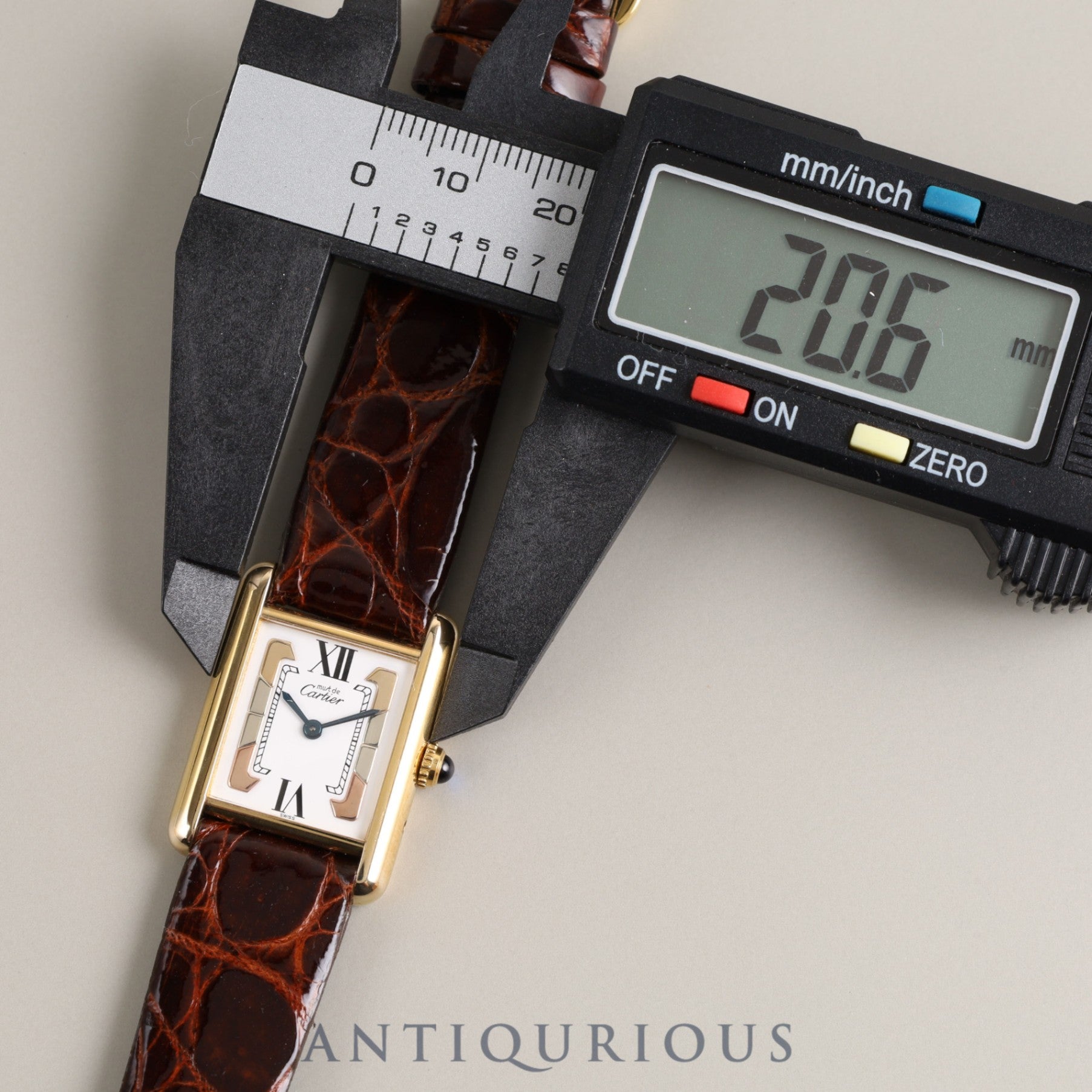 Cartier Must Tank SM W1006354 / 5057001 Quartz Cal.057 Leather Genuine Buckle (GP) Trinity Dial Overhauled