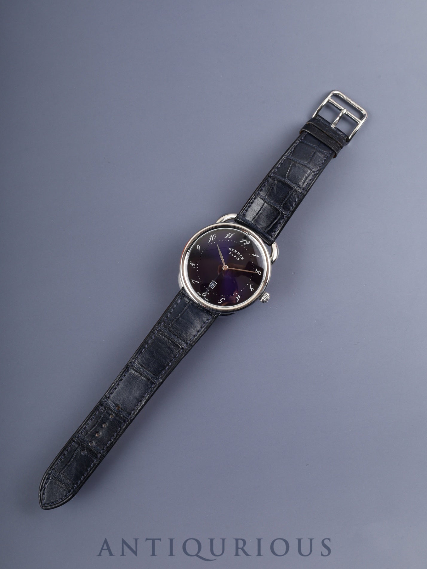 エルメス アルソー AR7Q.810.630 クォーツ SS 純正革ベルト(B刻印:2023)純正尾錠(SS) ブルーアラビア文字盤 箱 冊子 保証書(2023年) オーバーホール済み