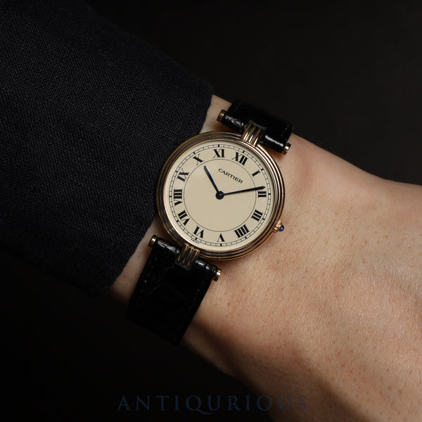 Cartier Vendome VLC Trinity LM 8151 Quartz Cal.81 750YG Leather Genuine Buckle (GP) Ivory Roman Dial Warranty (1999) Booklet Overhauled