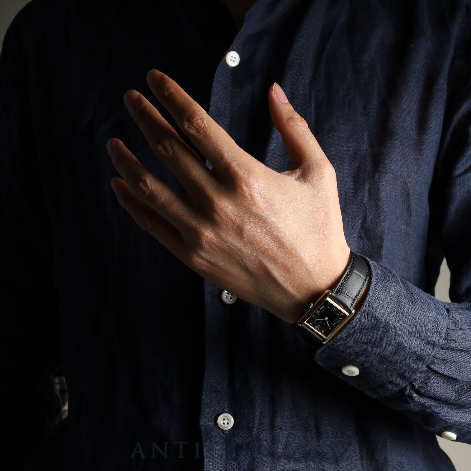 Cartier Must Tank LM Manual winding Cal.78-1 SV925 Leather Genuine buckle (GP) Black Roman dial Overhauled