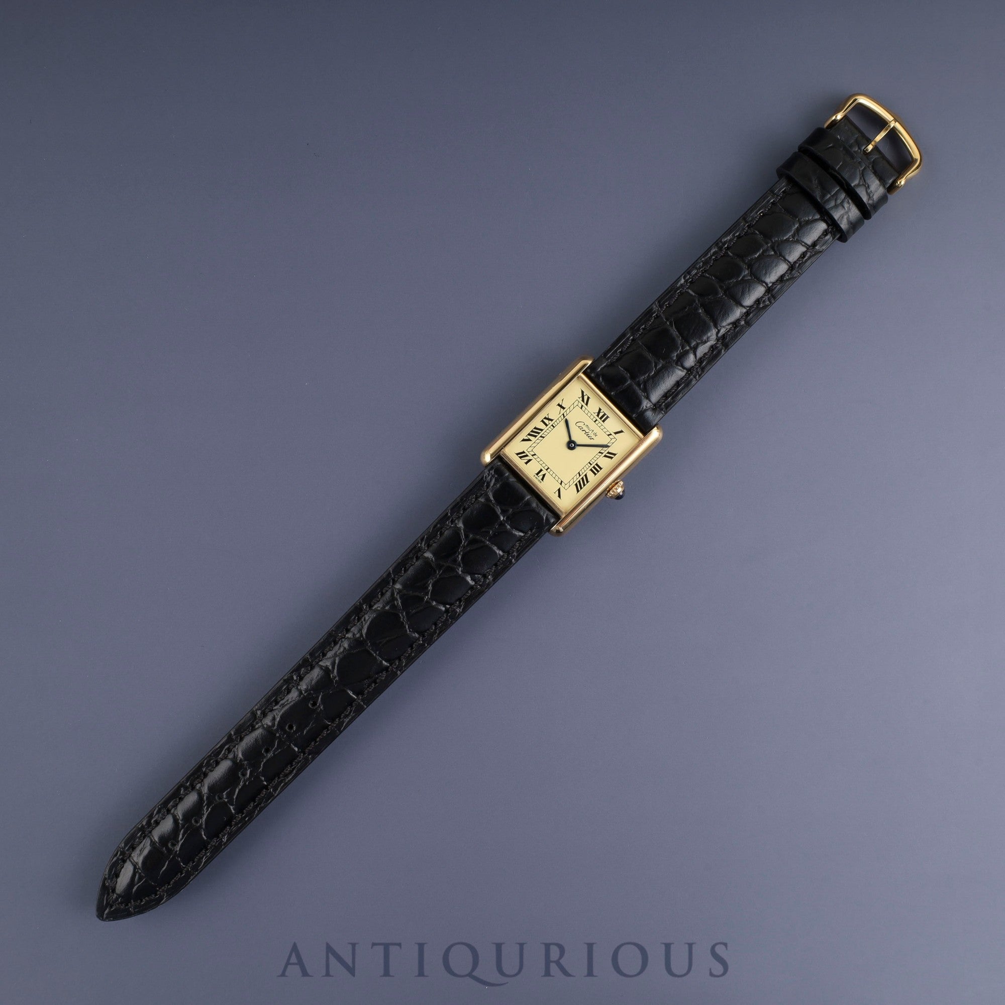 Cartier Must Tank LM 590005 Quartz Cal.90 SV925 Leather Strap with Genuine GP Buckle Ivory Roman Dial Box Booklet Warranty (1995) Overhauled