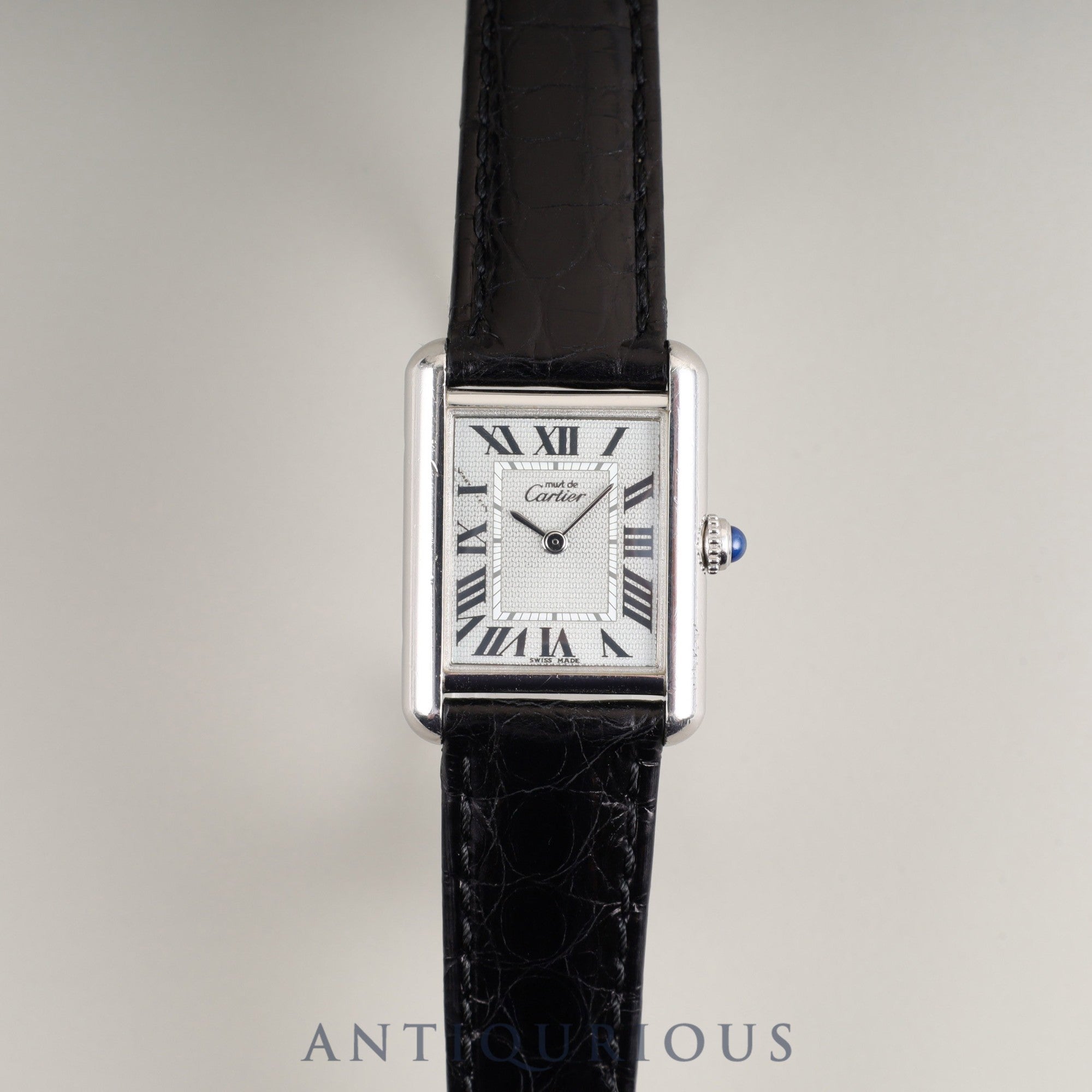Cartier Must Tank MM 2416 Quartz Cal.057 SV925 Leather Genuine D Buckle (SS) Silver Roman Dial Overhauled