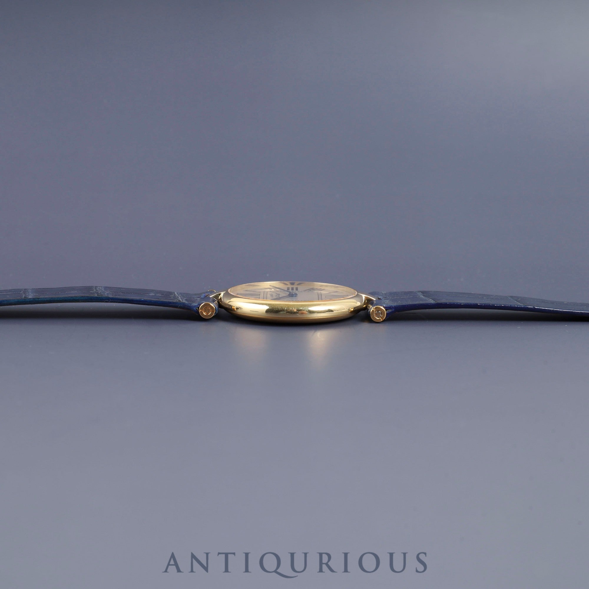 Cartier Must Vendôme VLC LM W1005454 / 590003 Quartz Caliber - SV925 Leather Strap with Genuine GP Buckle, Opalescent Dial, Completely Serviced at a Cartier Boutique