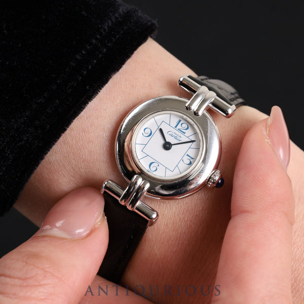 カルティエ マストコリゼ W1011455 / 2411 クォーツ Cal.157 SV925 革 純正Dバックル(SS)ホワイト文字盤 箱 保証書(1999年)オーバーホール済み