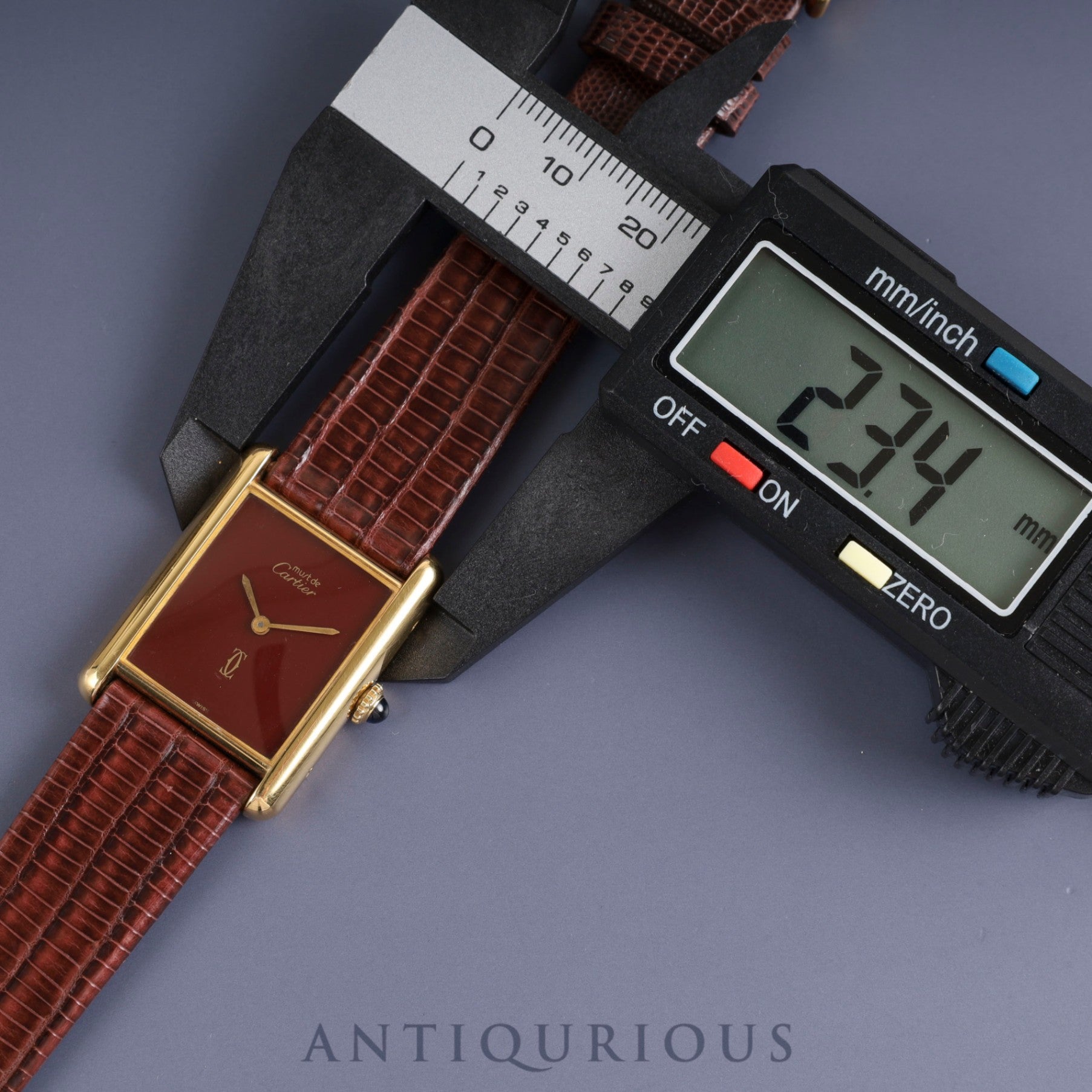カルティエ マストタンク LM 手巻き Cal.78-1 SV925 革 純正尾錠(GP) ガーネットダイアル ボルドー文字盤オーバーホール済み